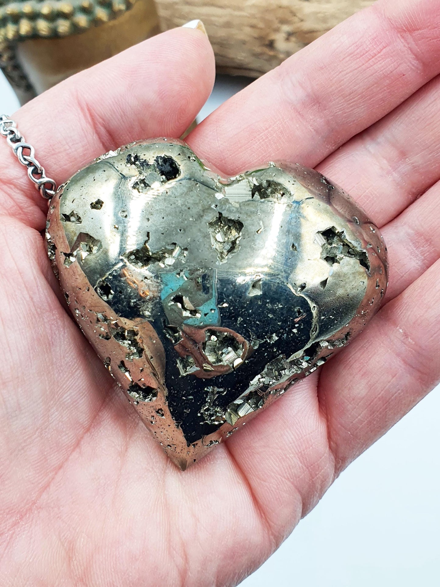 Large Pyrite Cluster Puff Heart