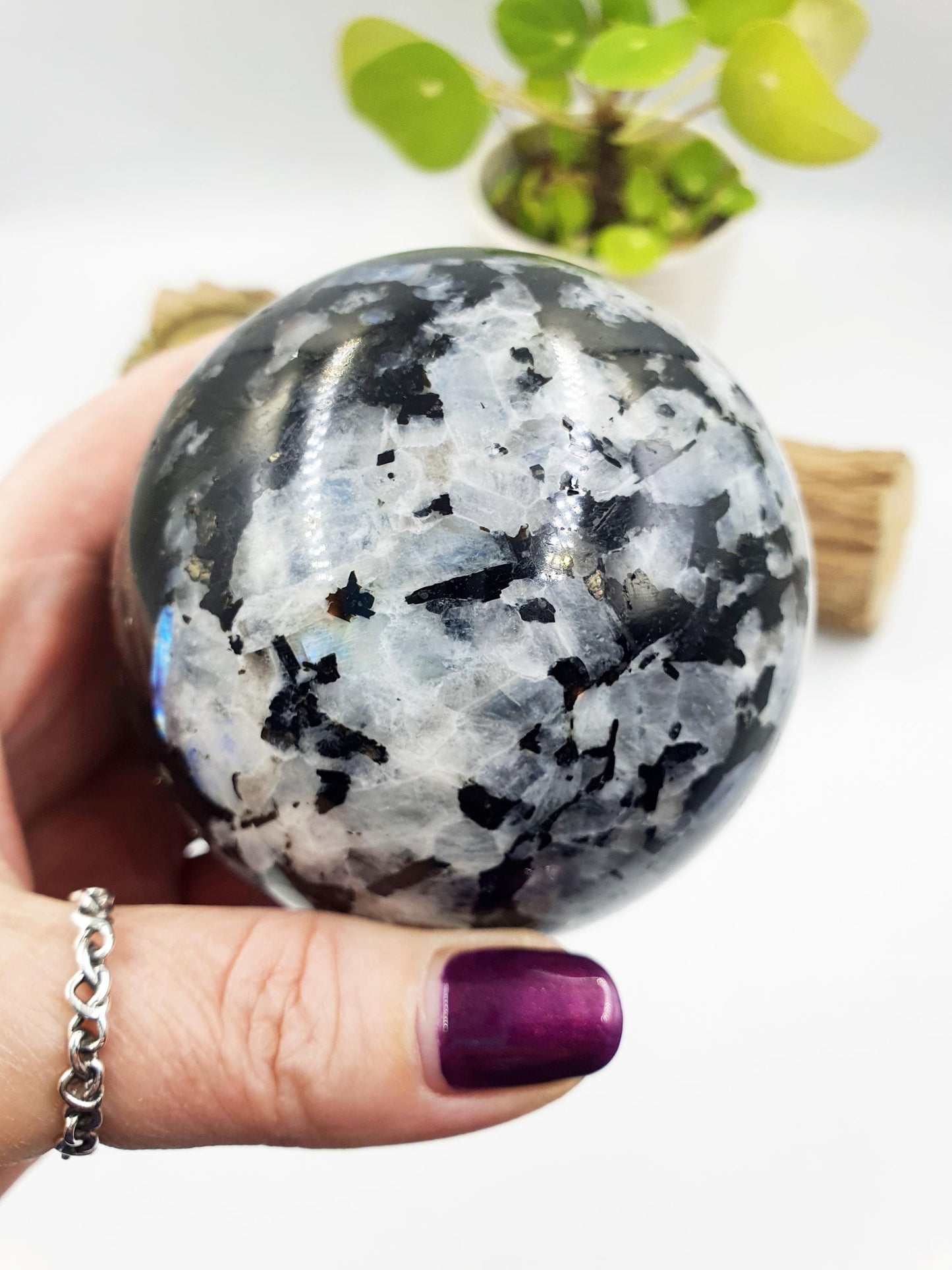 Flashy Large Rainbow Moonstone Sphere