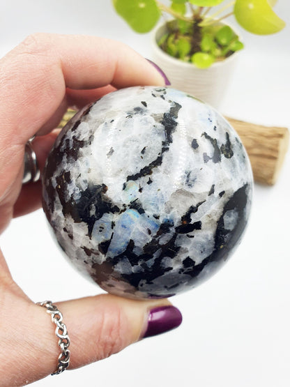 Flashy Large Rainbow Moonstone Sphere