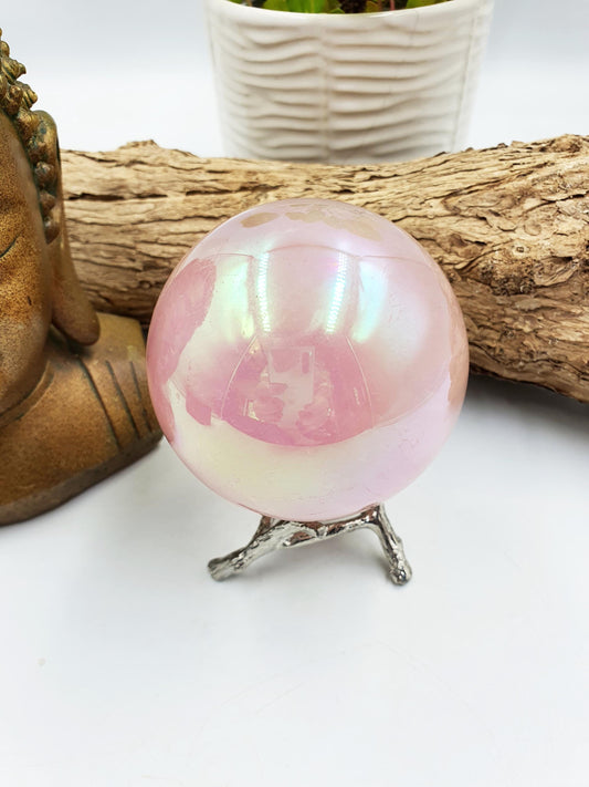 Angel Aura Rose Quartz Sphere