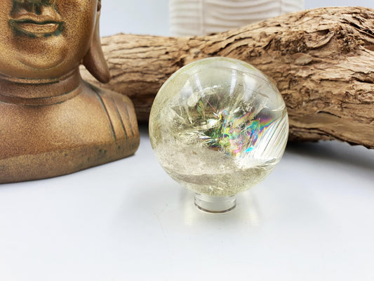 Citrine Sphere with Large Rainbows