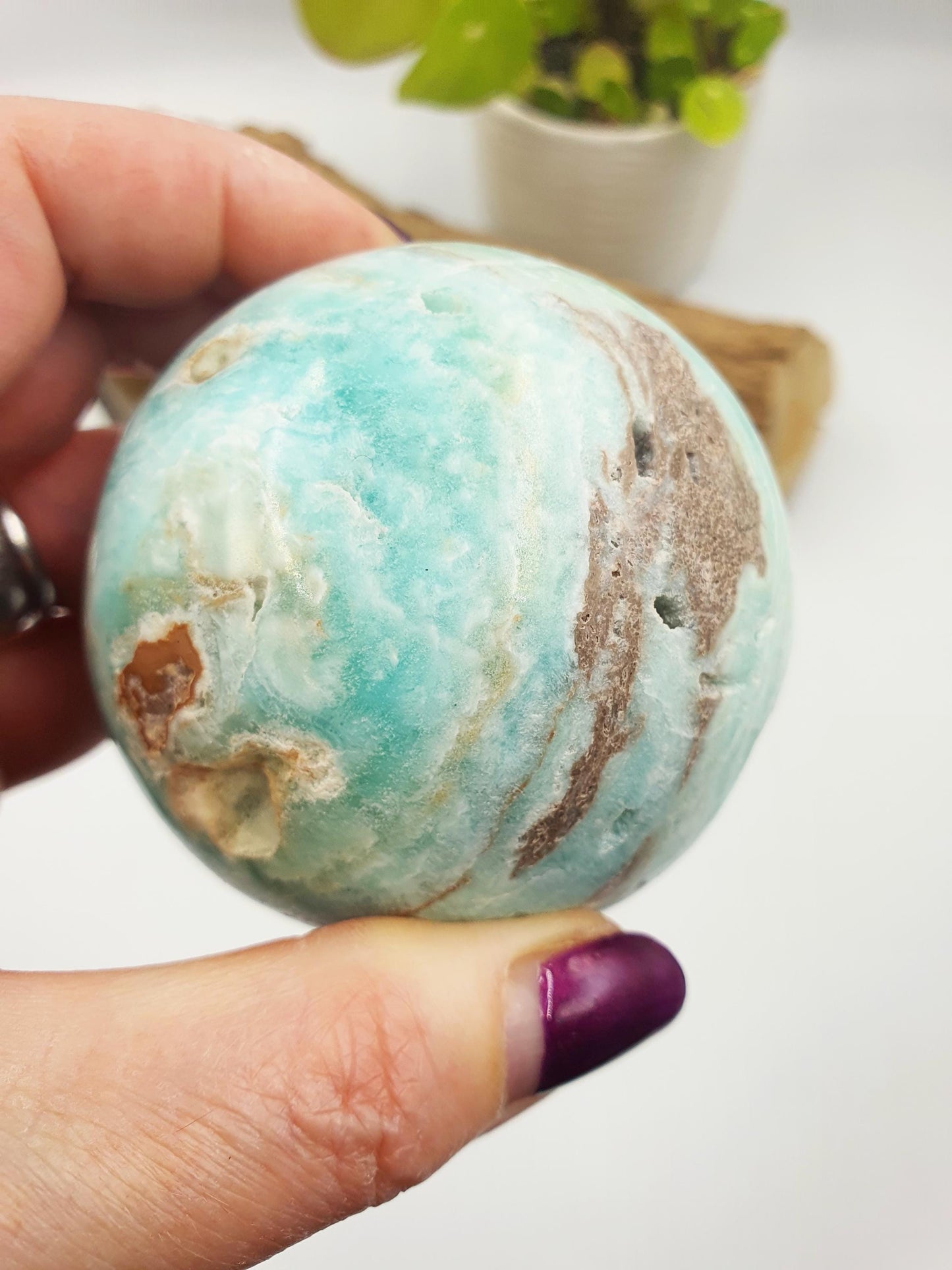 Blue Aragonite Sphere