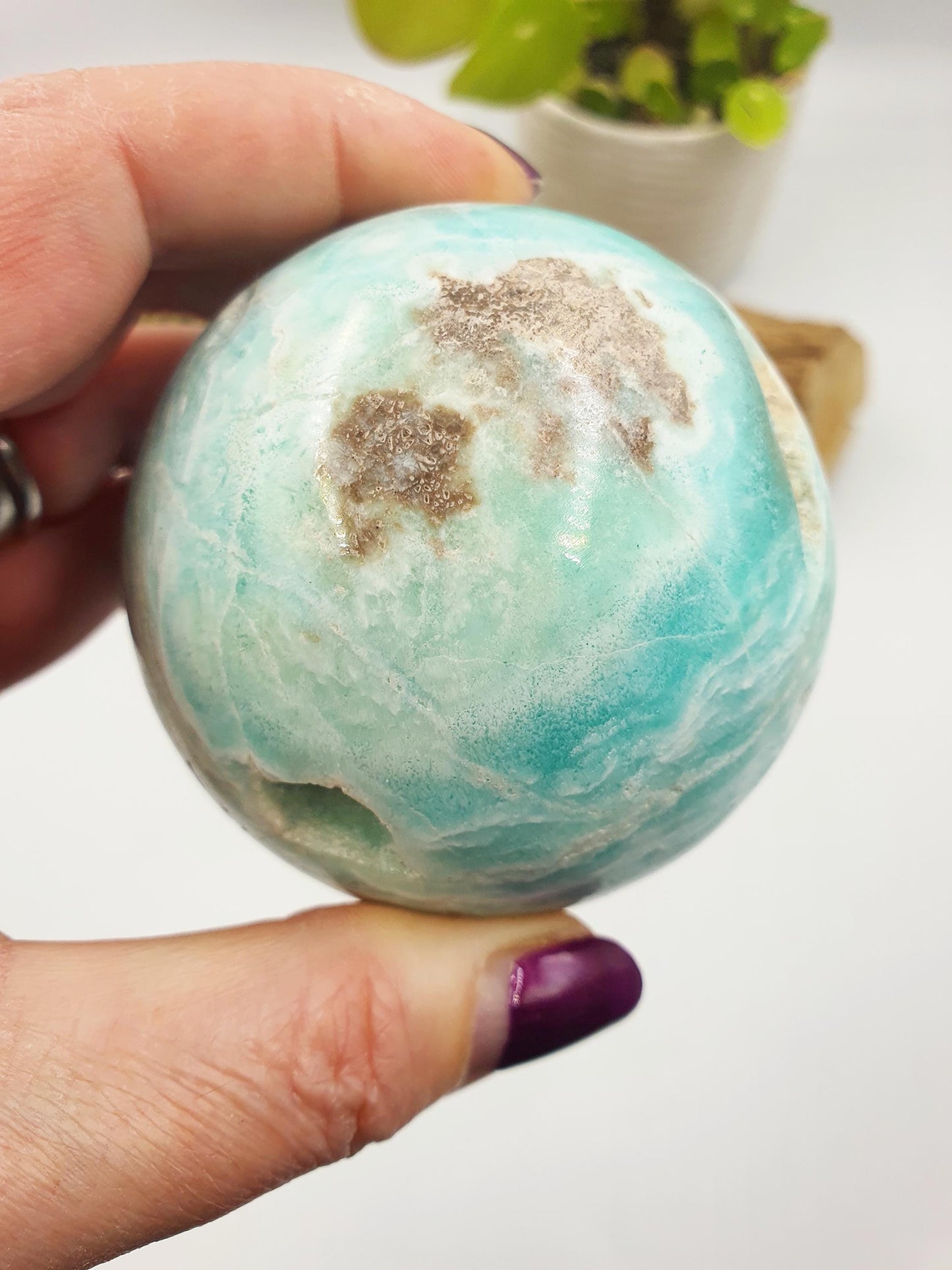 Blue Aragonite Sphere