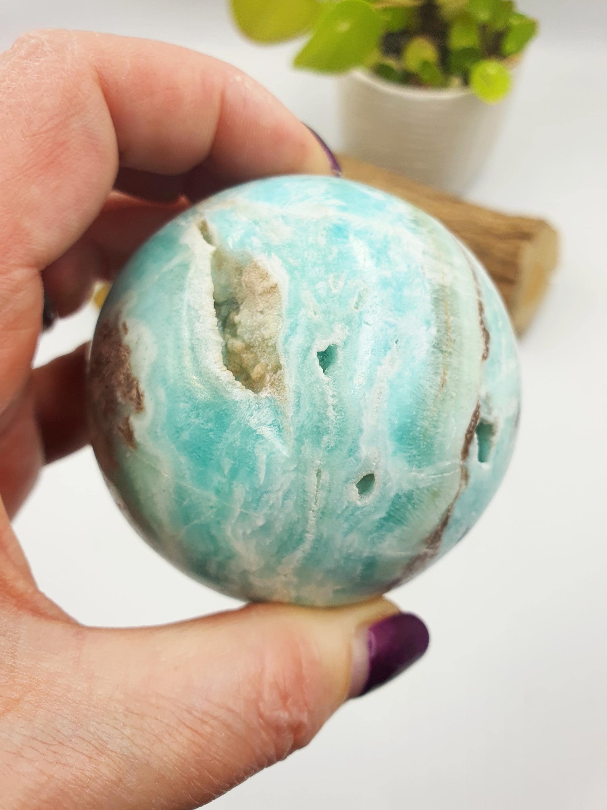 Blue Aragonite Sphere