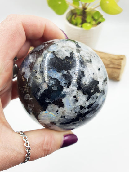 Flashy Large Rainbow Moonstone Sphere