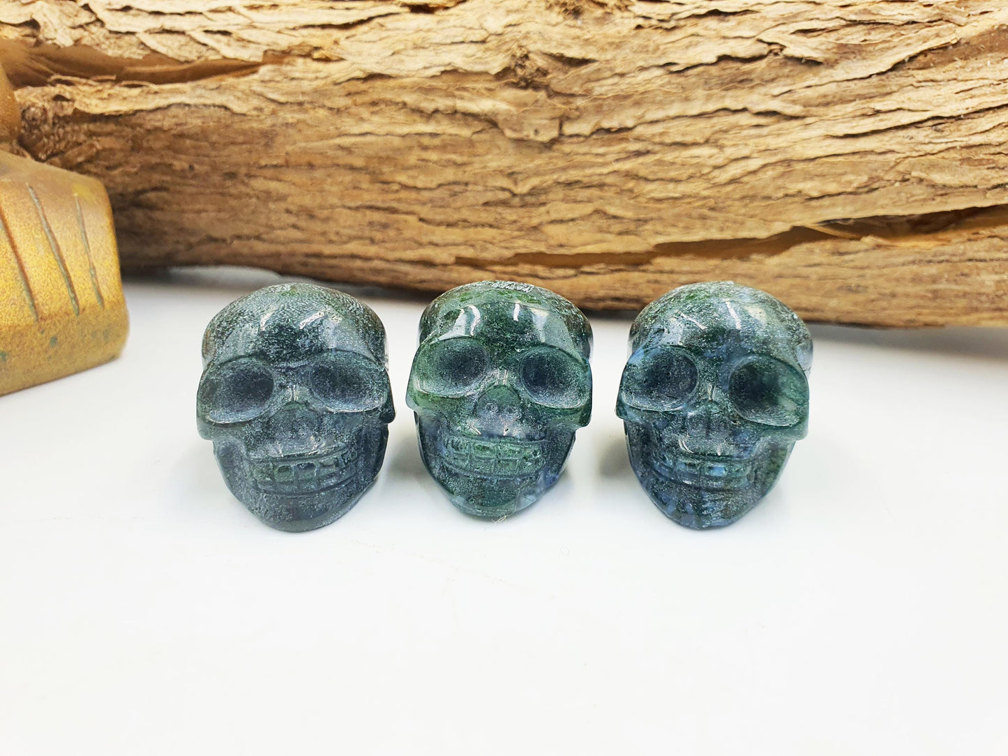 Moss Agate Crystal Skull