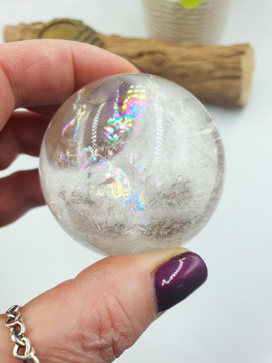 Clear Quartz Sphere with rainbows