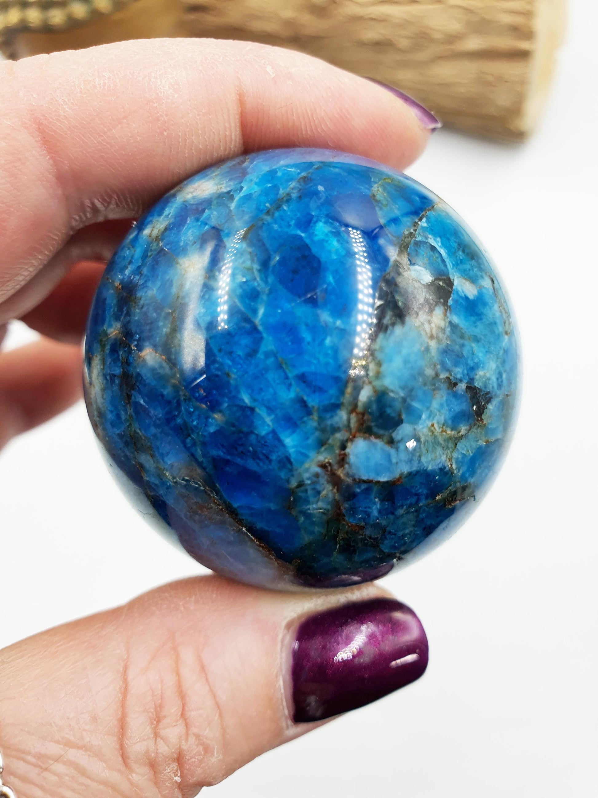 Flashy Blue Apatite Sphere