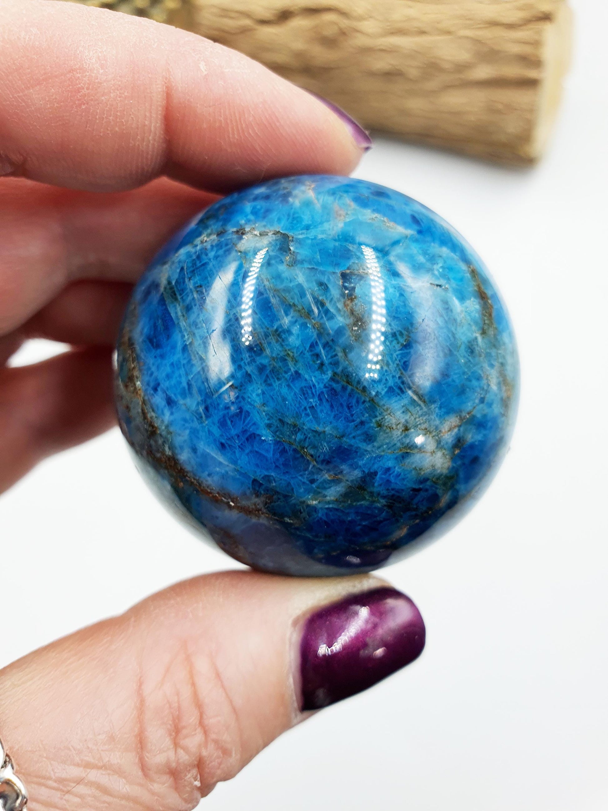 Flashy Blue Apatite Sphere