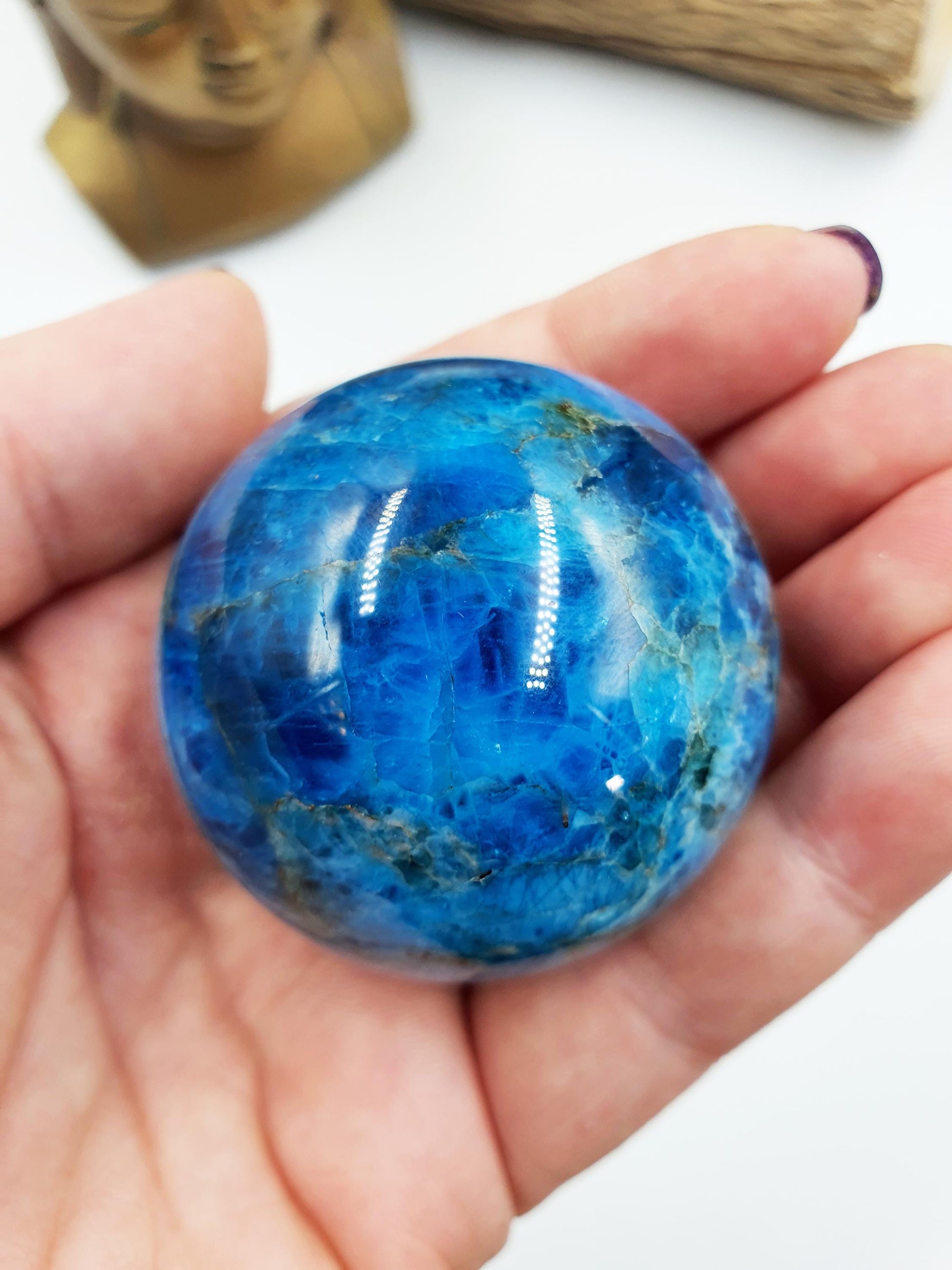 Flashy Blue Apatite Sphere