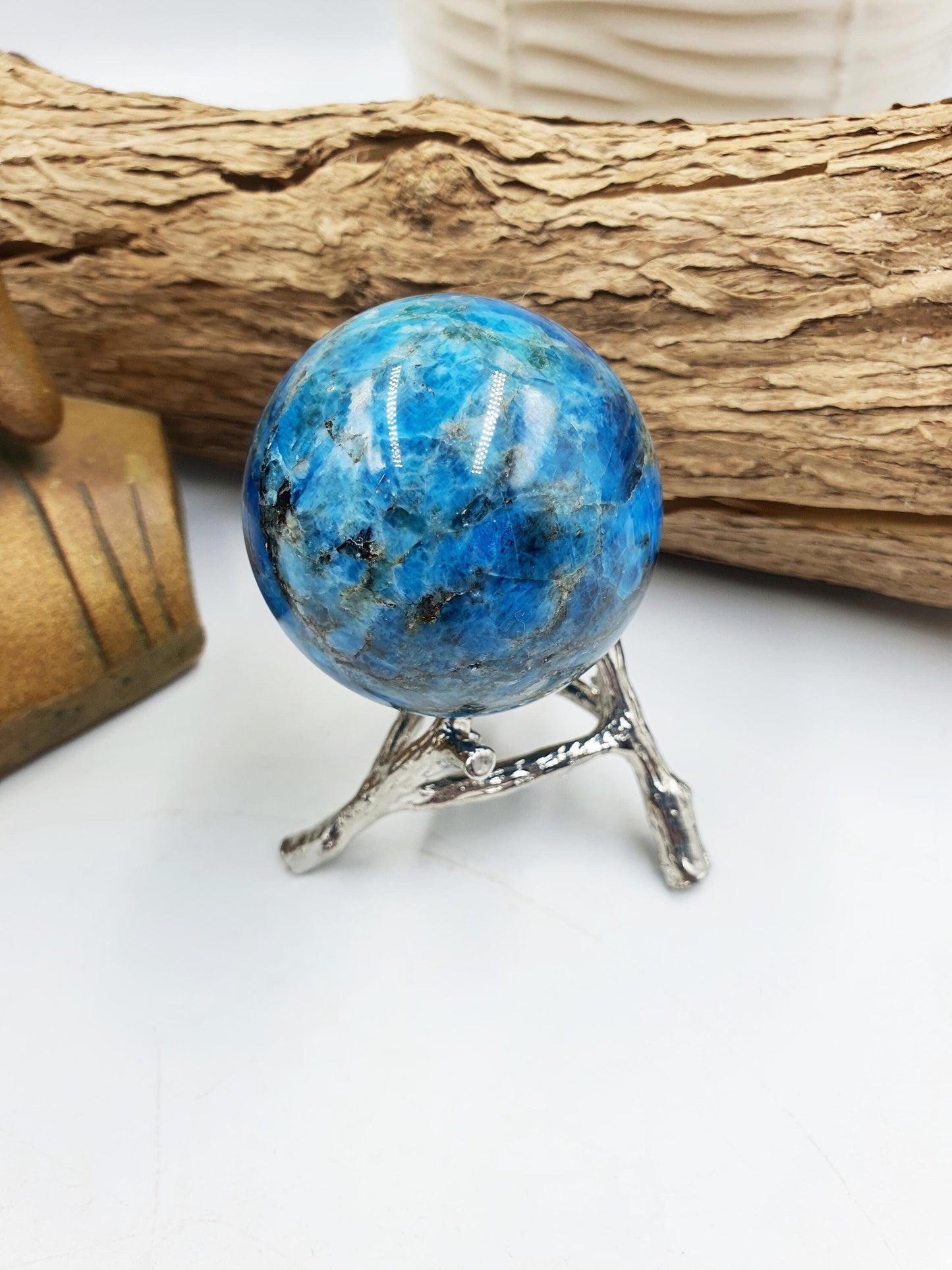 Flashy Blue Apatite Sphere