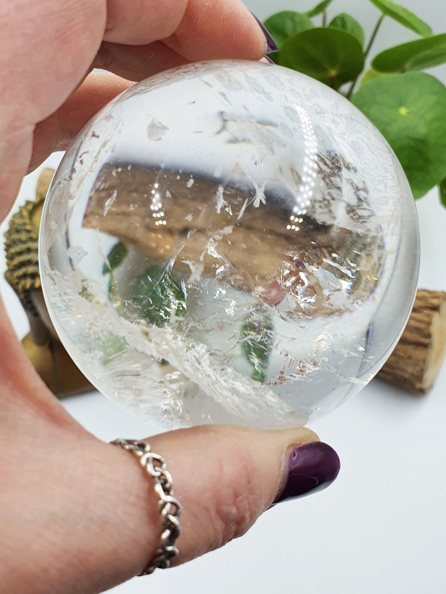 Grade A Clear Quartz Sphere with Rainbows