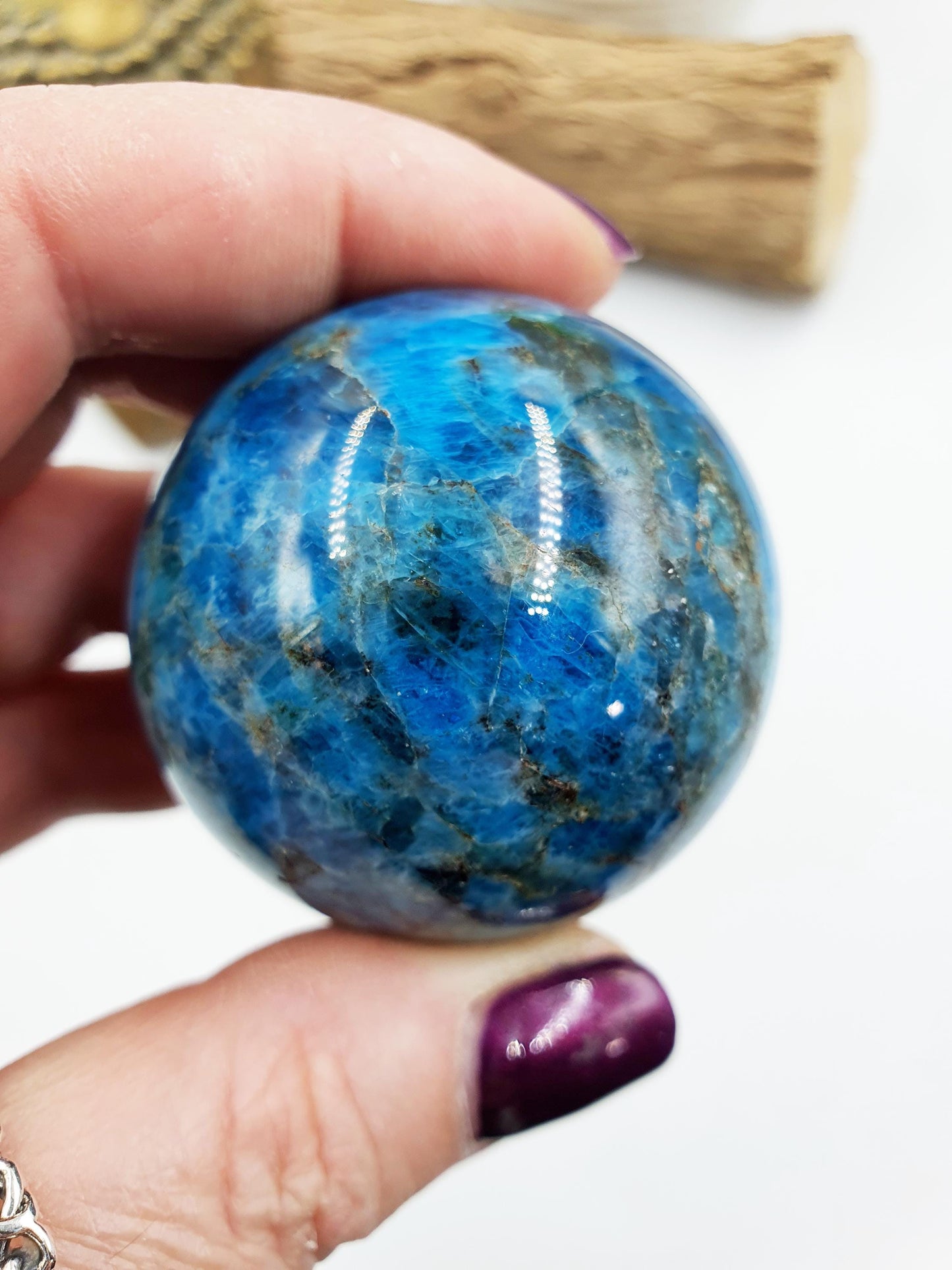 Flashy Blue Apatite Sphere