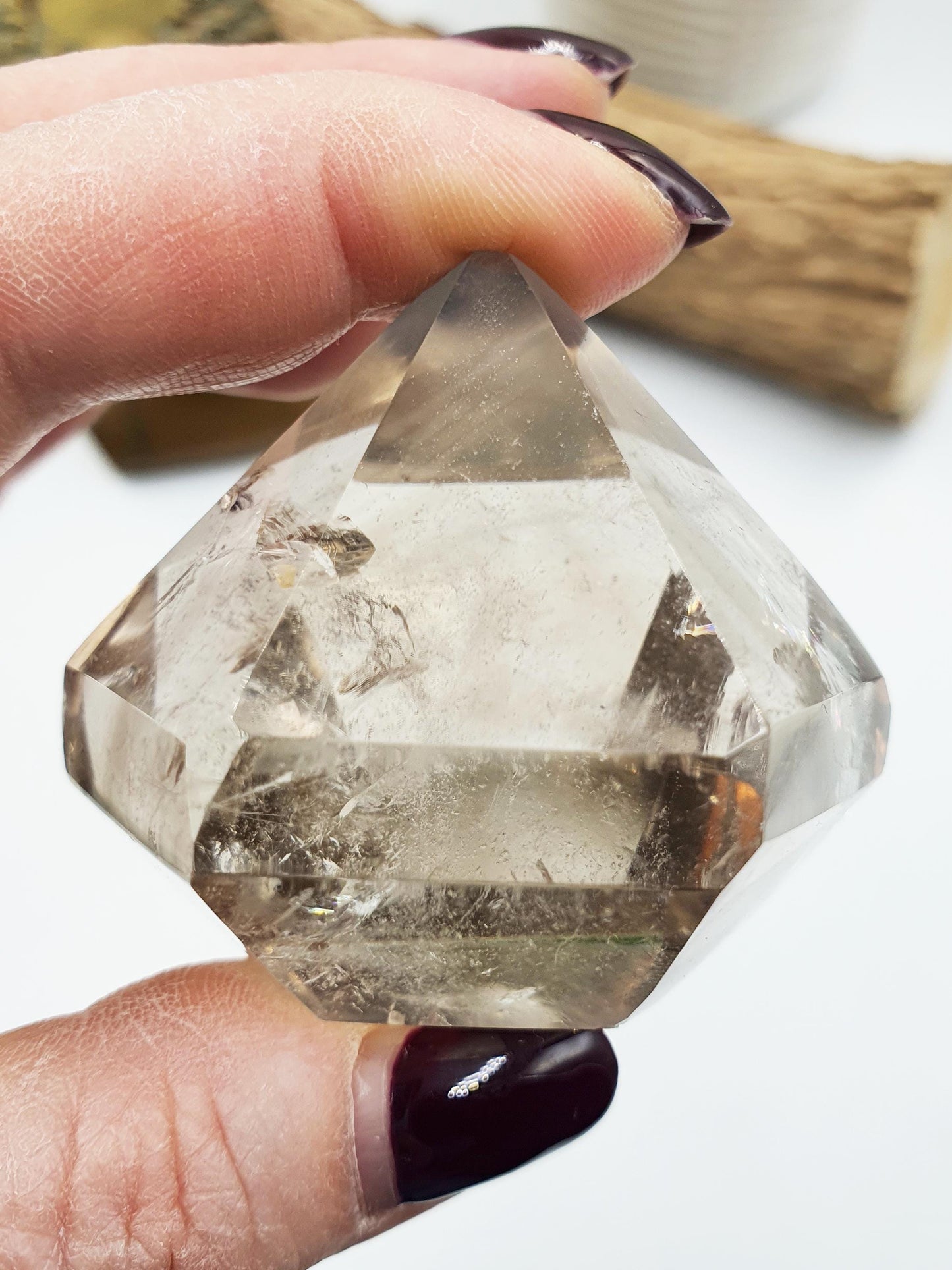 Light Smoky Quartz Diamond with rainbows