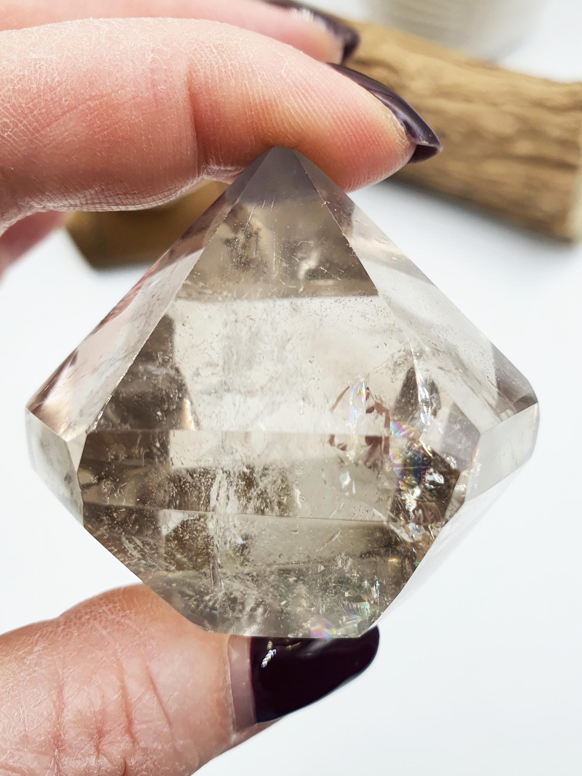 Light Smoky Quartz Diamond with rainbows