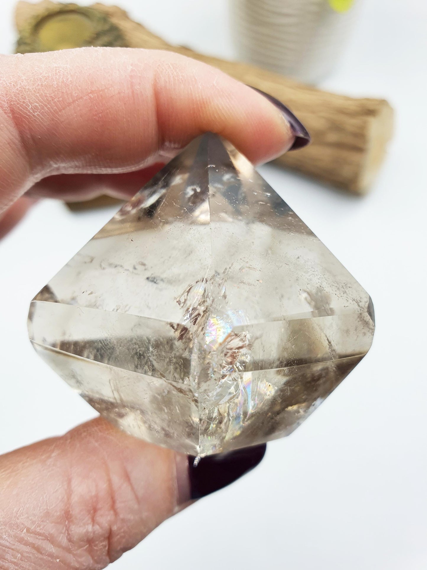 Light Smoky Quartz Diamond with rainbows