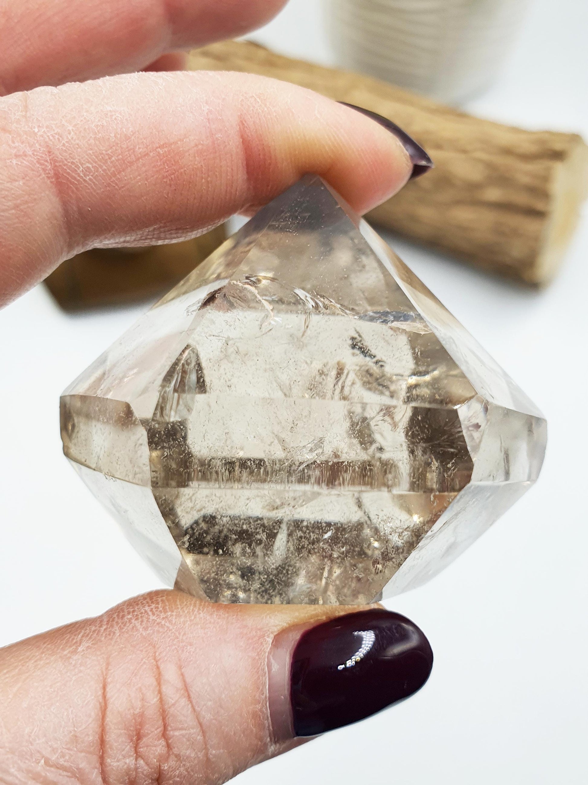 Light Smoky Quartz Diamond with rainbows