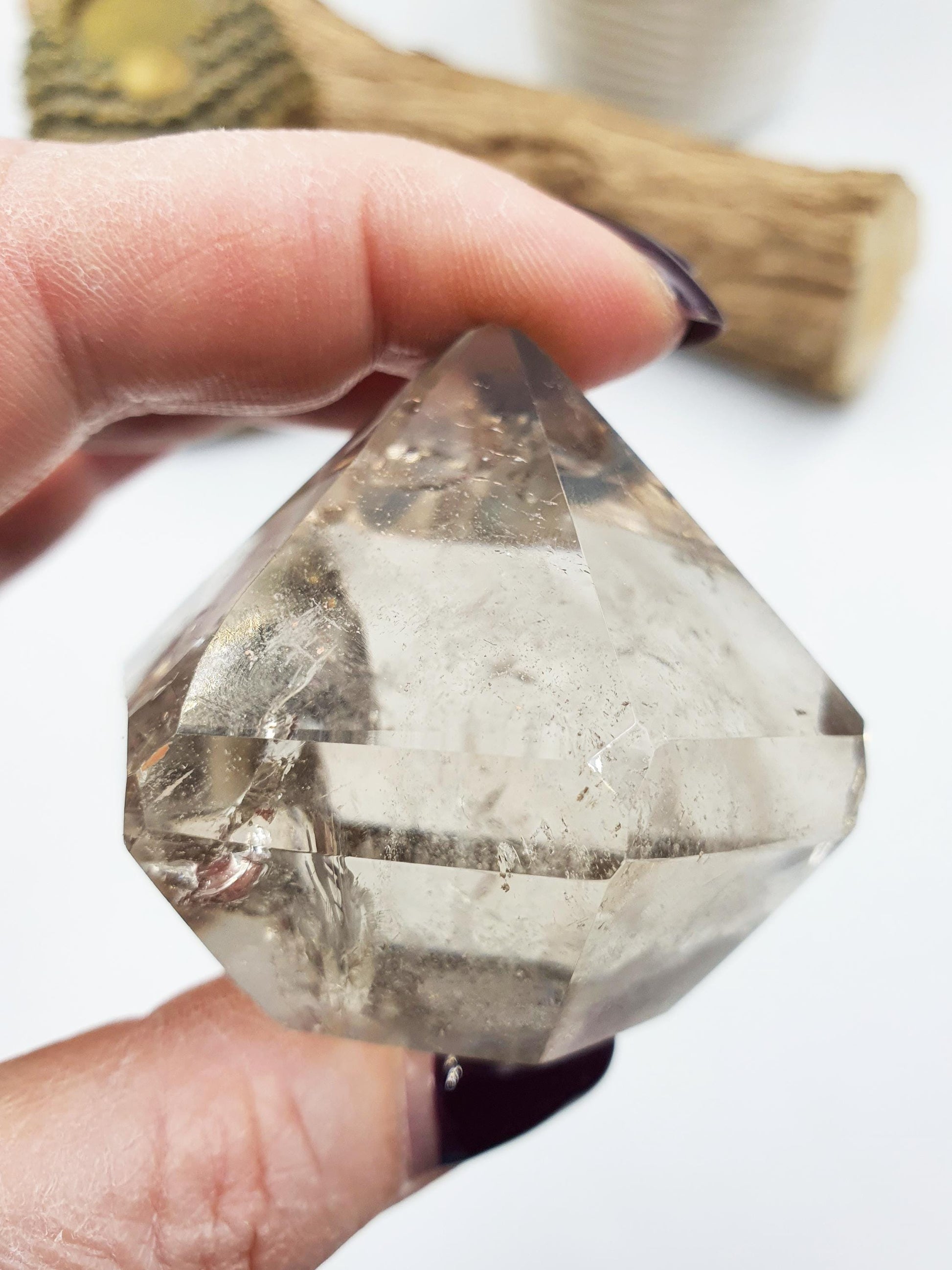 Light Smoky Quartz Diamond with rainbows