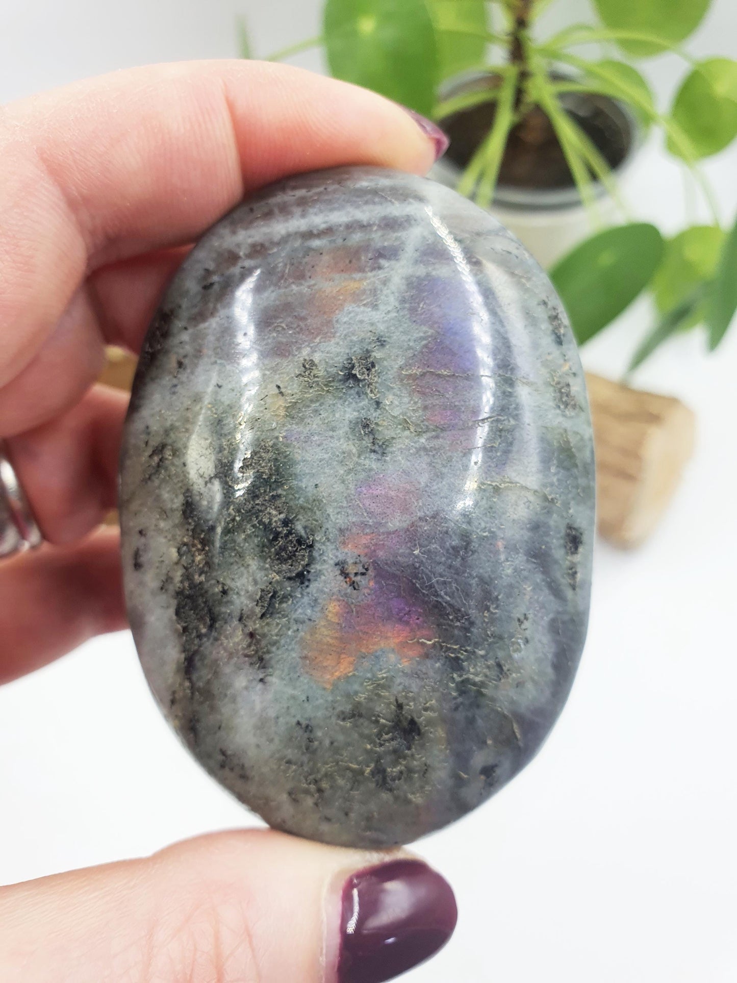 Pink and Purple Labradorite Palm