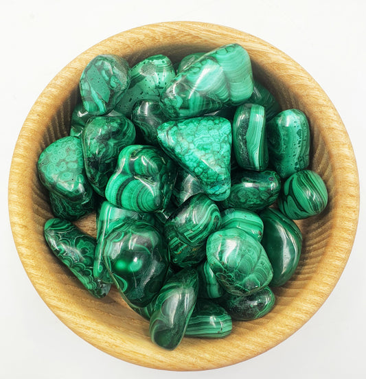 Malachite Tumble / Malachite Tumble Stone / Pocket Crystal / Grid Crystal