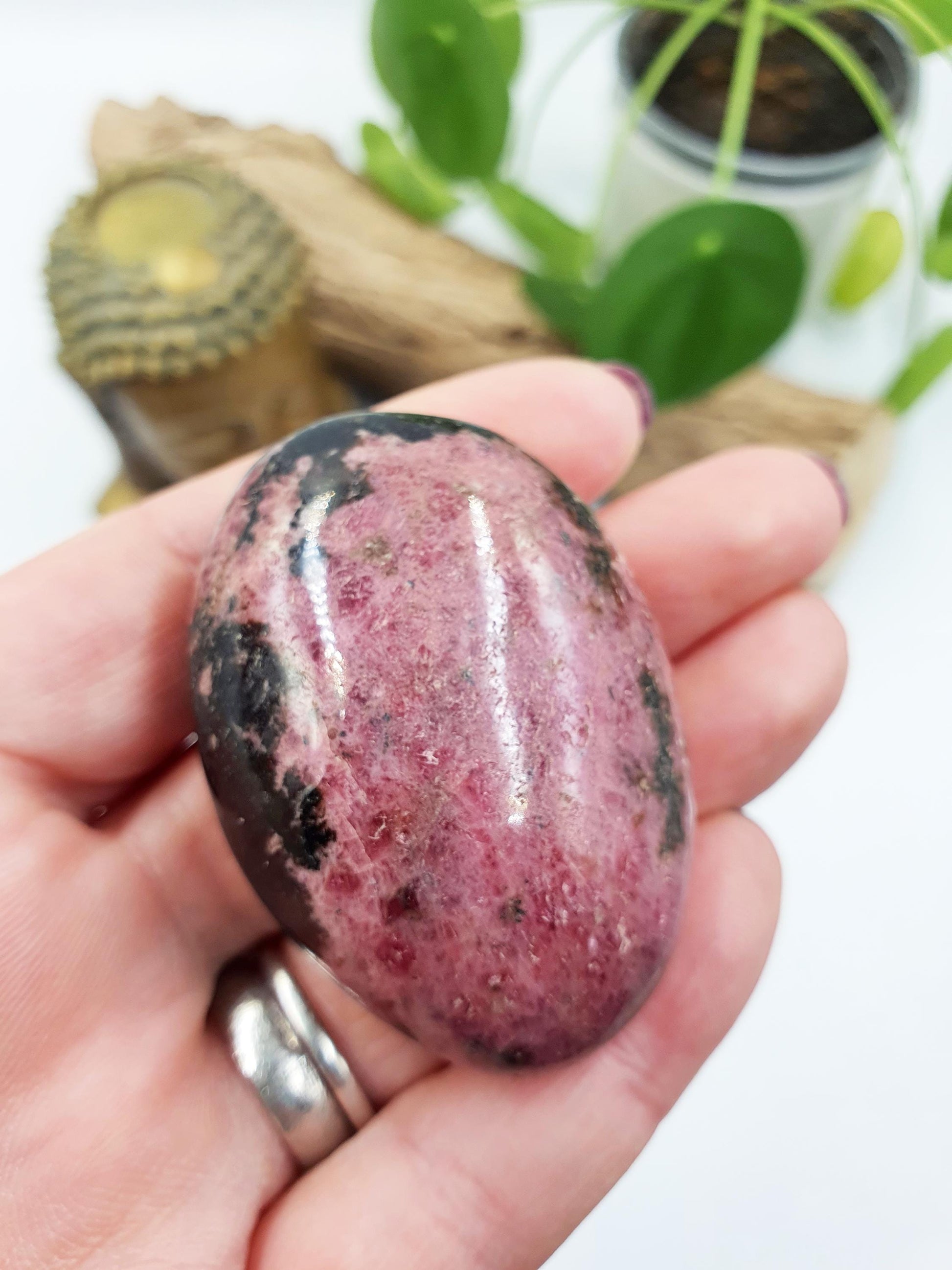 Rhodonite Palm Stone