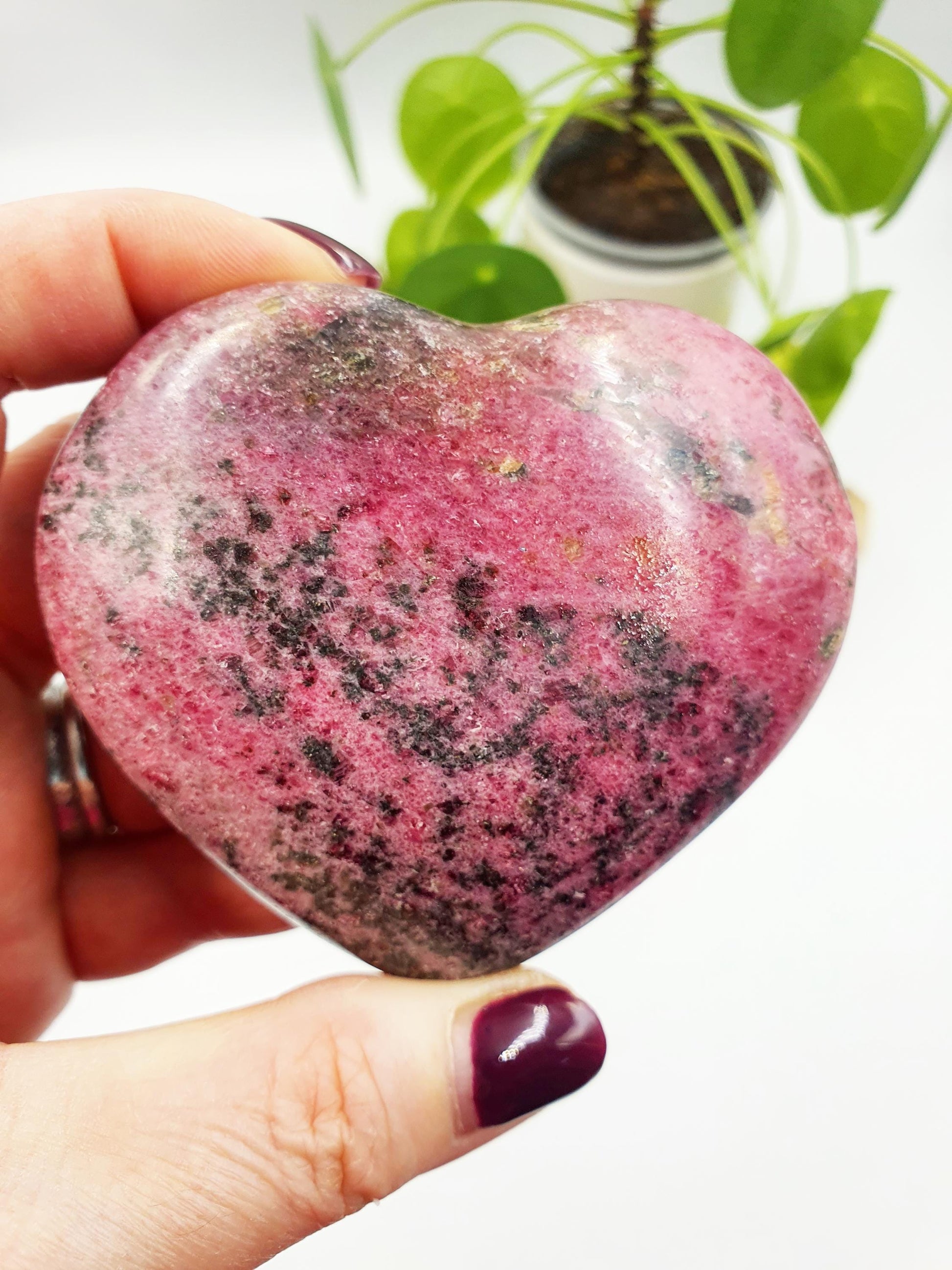 Large Rhodonite Puff Heart