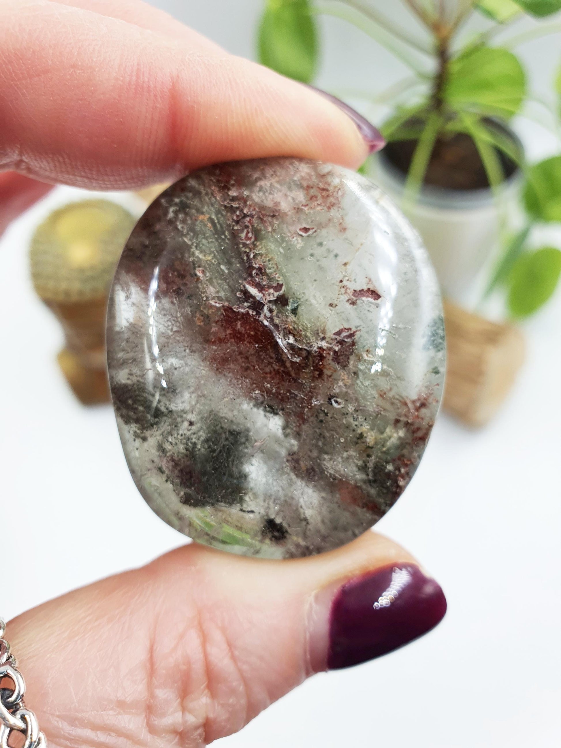 Garden Quartz Palm/Lodolite Quartz Palm / Garden Quartz Palm Stone / Reiki Crystal Palm / Meditation Palm - 50g