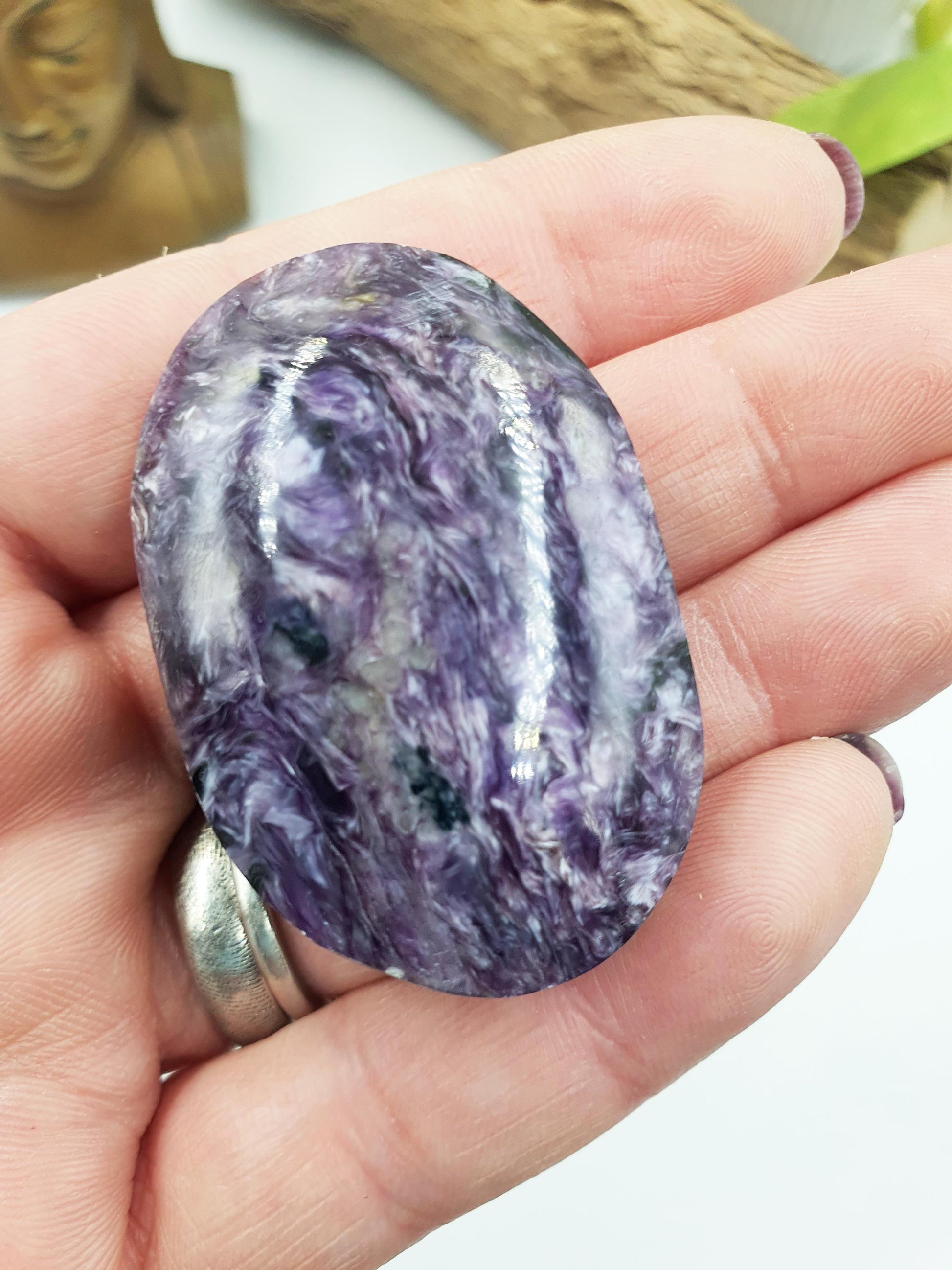 Gorgeous Little Charoite Palm / Charoite Palm Stone / Meditation Palm / Pocket Crystal / Collectors Palm - 40g