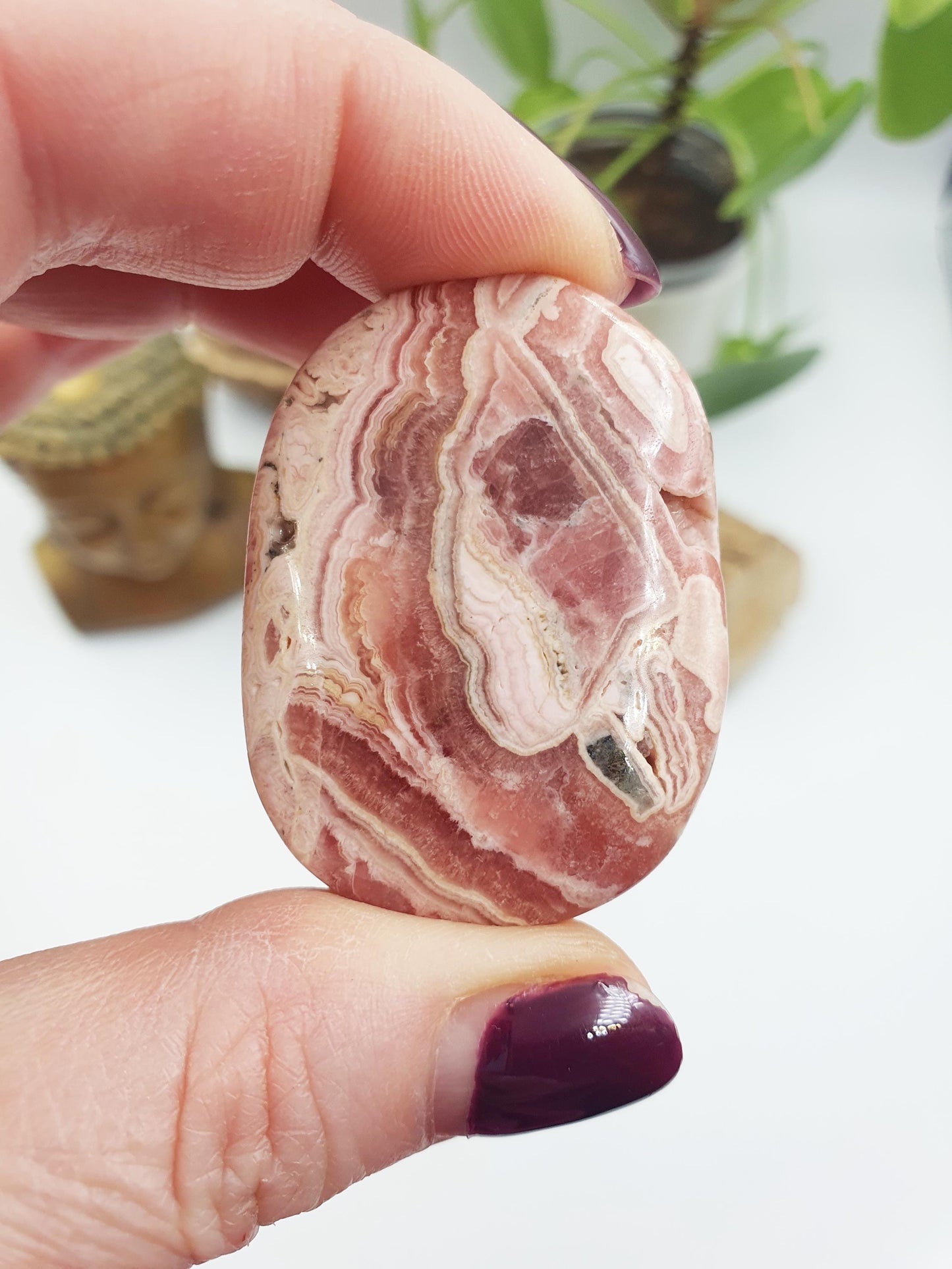 High Grade Rhodochrosite Palm / Rhodochrosite Palm Stone / Rhodochrosite Meditation Crystal / Reiki Crystal Palm - 45g