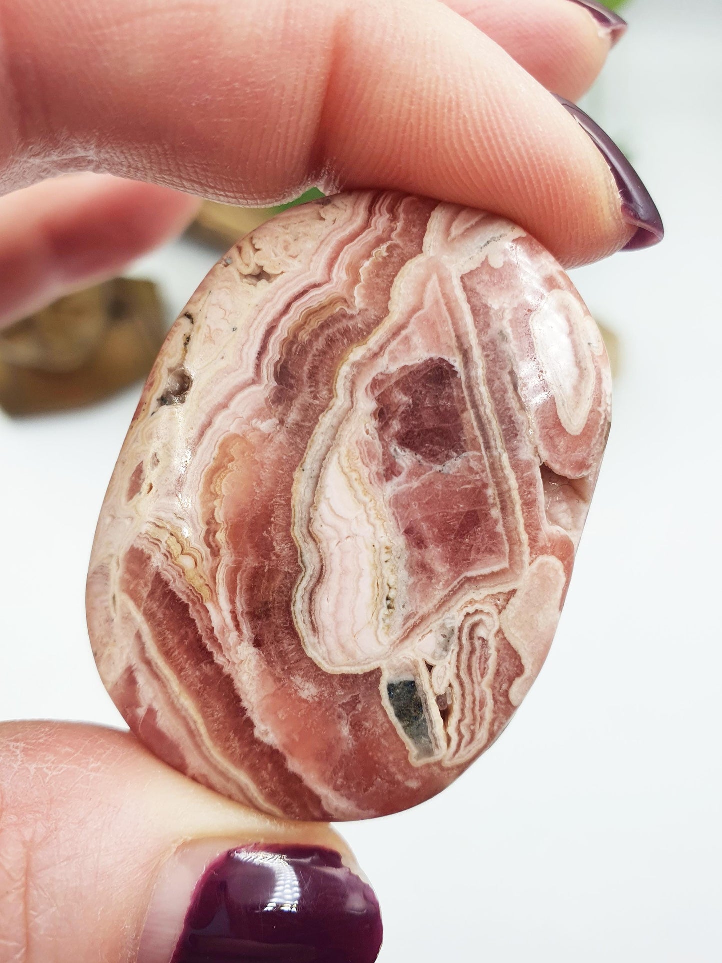 High Grade Rhodochrosite Palm / Rhodochrosite Palm Stone / Rhodochrosite Meditation Crystal / Reiki Crystal Palm - 45g