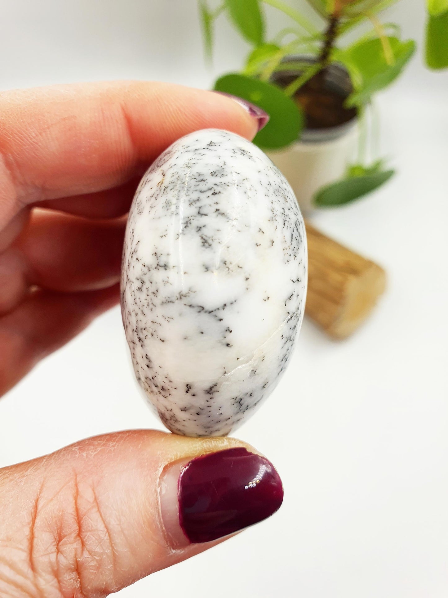 Dendritic Opal Palm / Dendritic Opal Palm Stone / Meditation Palm / Reiki Crystal Palm - 75g