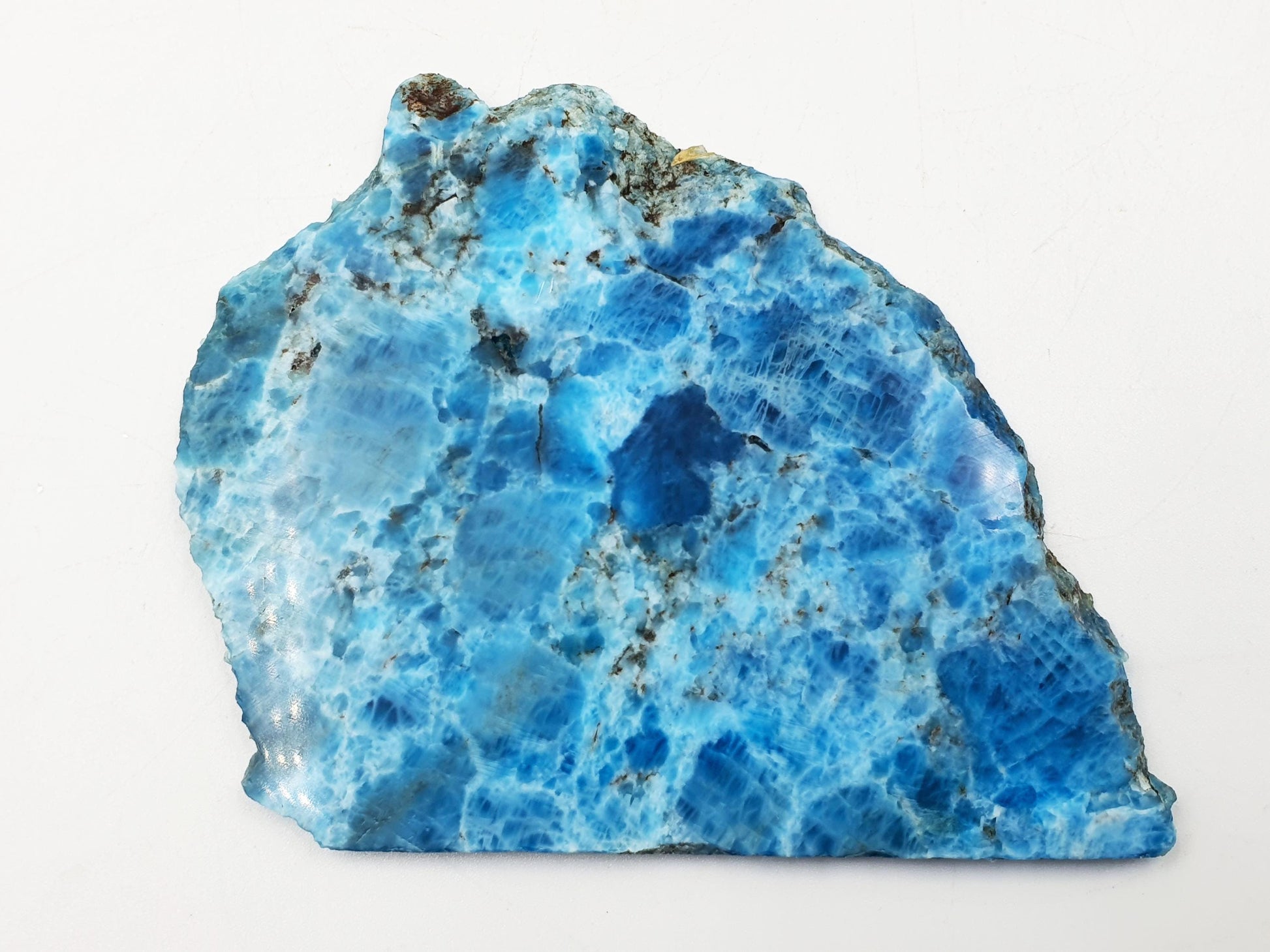 Flashy Blue Apatite Slice / Rough Blue Apatite Slab / Natural Blue Apatite / Raw and Polished Crystal Slice - 95g