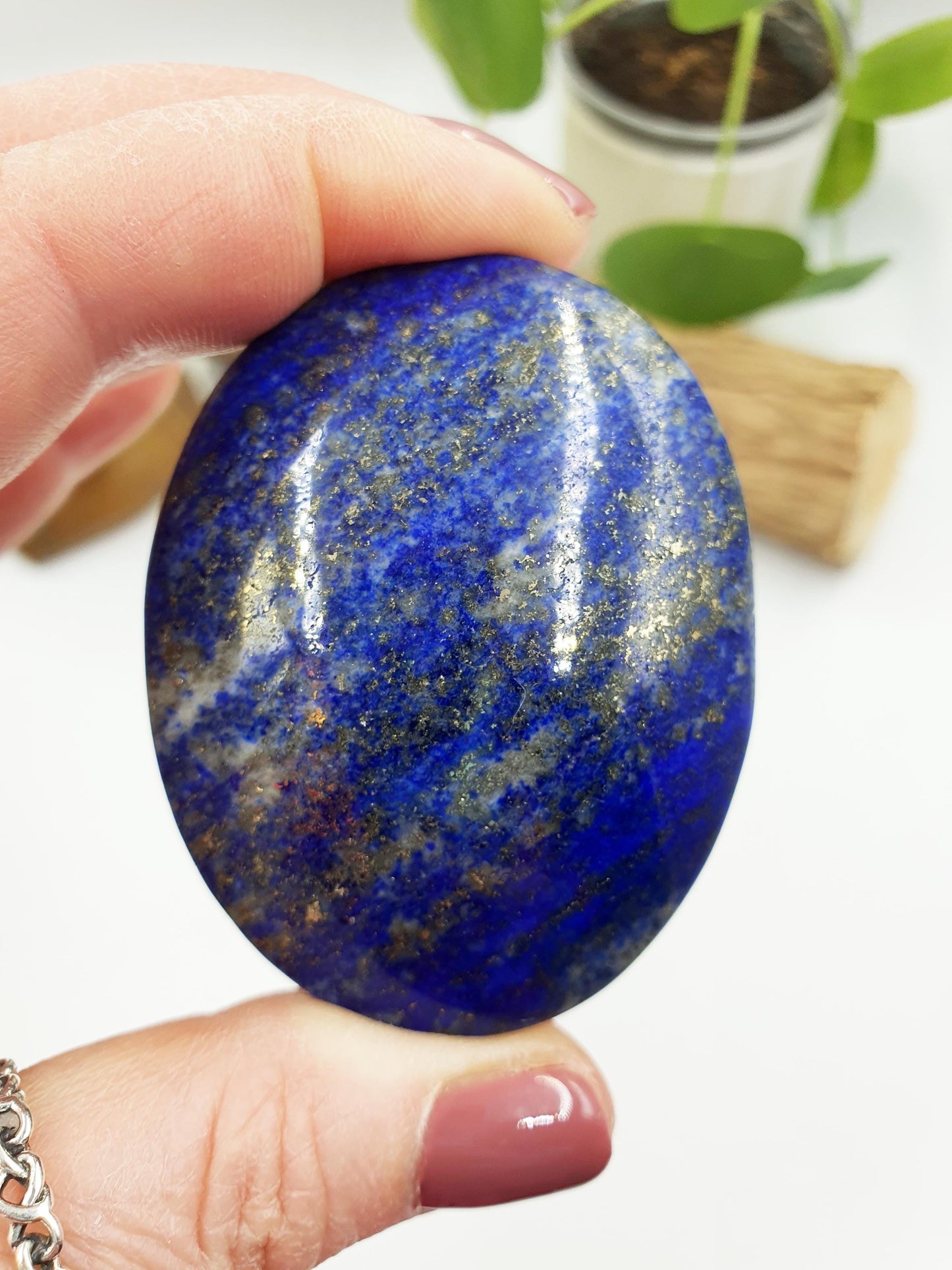 Large Beautiful Lapis Lazuli Palm / Lapis Lazuli Palmstone / Pocket Crystal / Meditation Palm / Reiki Crystal Palm - 110g