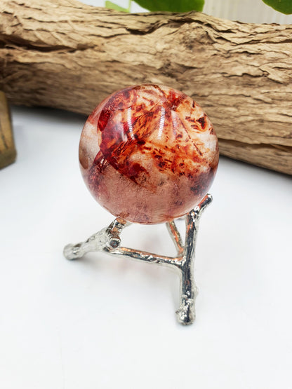 Beautiful Madagascan Fire Quartz Sphere with Rainbows / Hematoid Quartz Sphere / Fire Quartz Orb / Fire Quartz Crystal Ball - 42mm