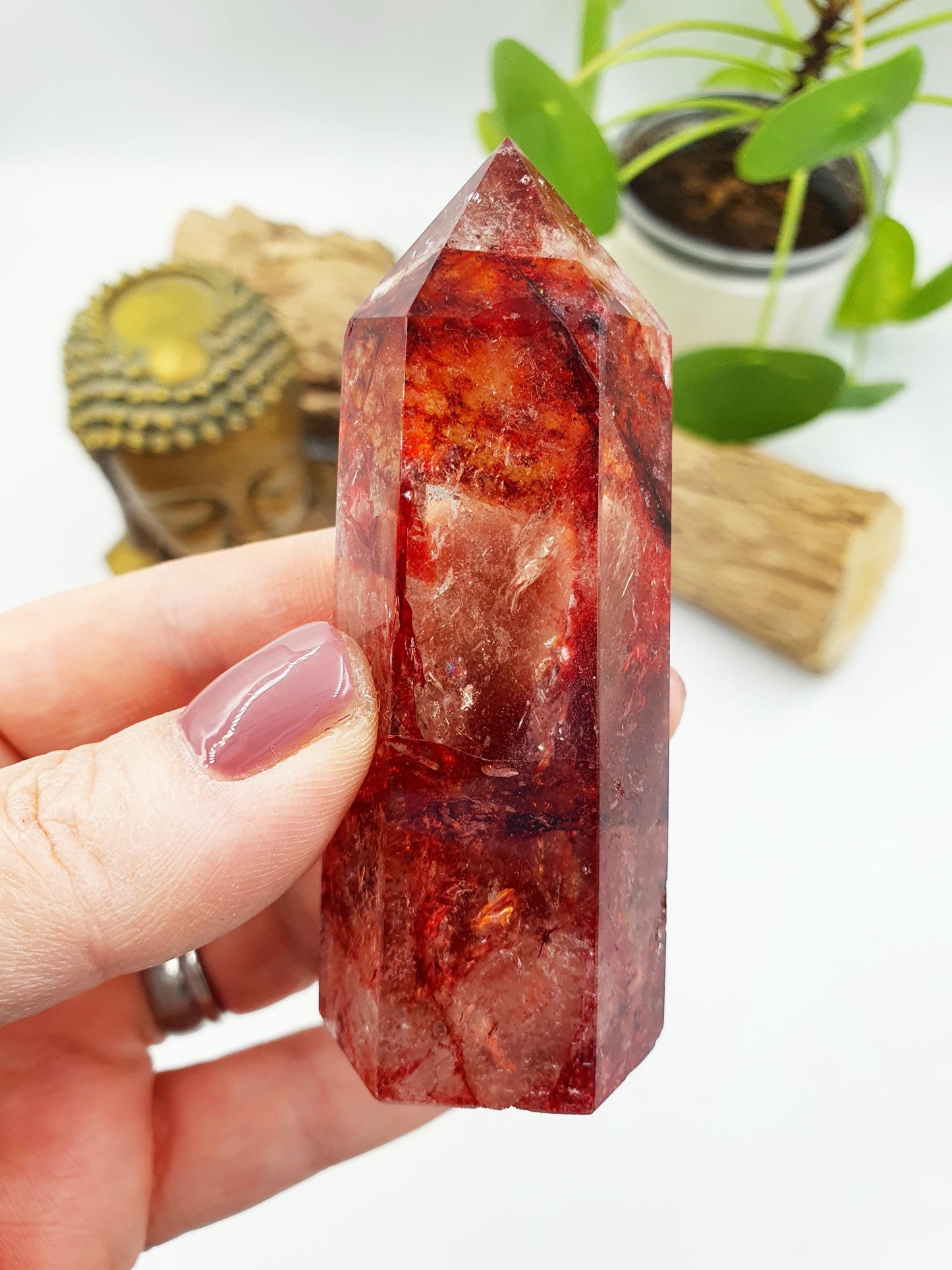 Beautiful Madagascan Fire Quartz Tower / Hematoid Quartz Tower / Madagascan Hematoid Healing Tower - 115g