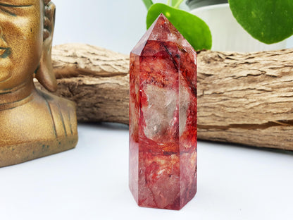 Beautiful Madagascan Fire Quartz Tower / Hematoid Quartz Tower / Madagascan Hematoid Healing Tower - 115g