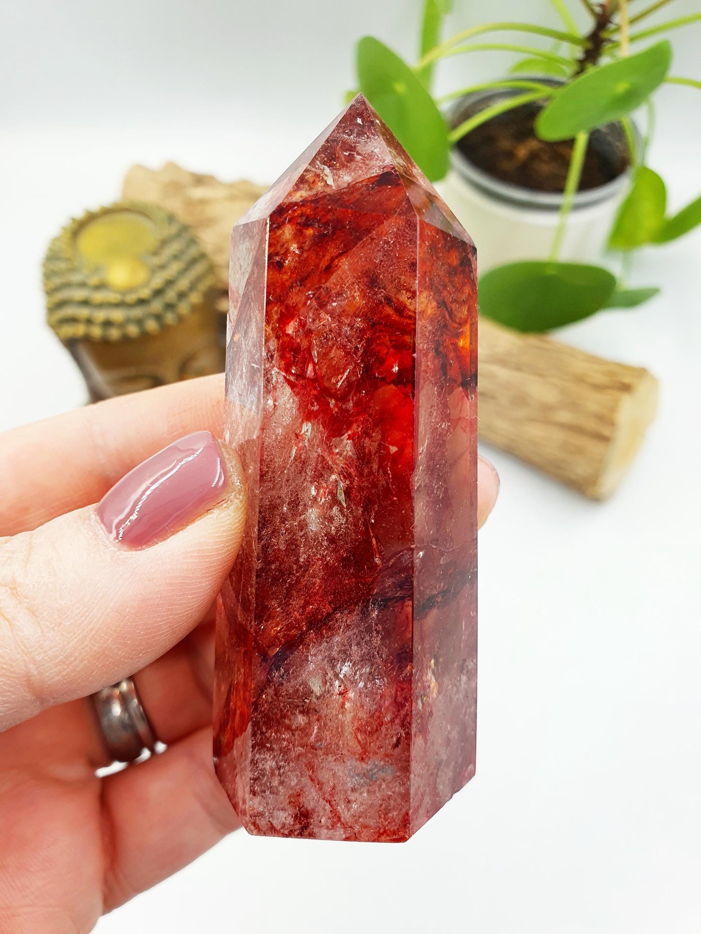 Beautiful Madagascan Fire Quartz Tower / Hematoid Quartz Tower / Madagascan Hematoid Healing Tower - 115g