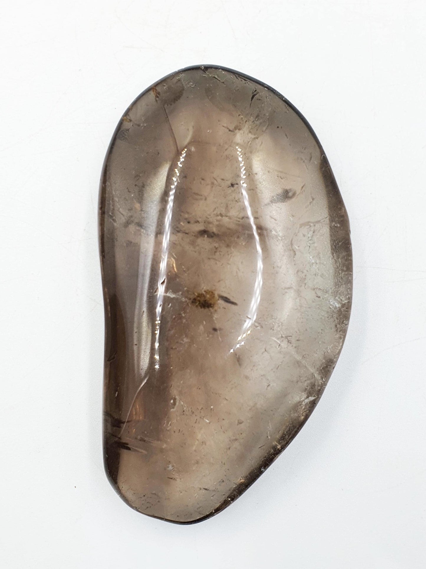 Large Unique Smoky Quartz Palm with shimmering inclusions / Smoky Quartz Palm Stone / Meditation Palm / Reiki Crystal Palm - 230g