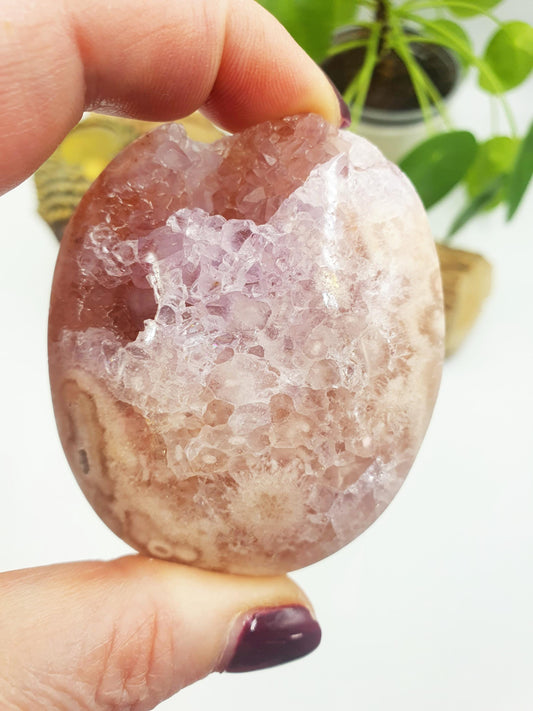 High Grade Pink Amethyst druzy Palm