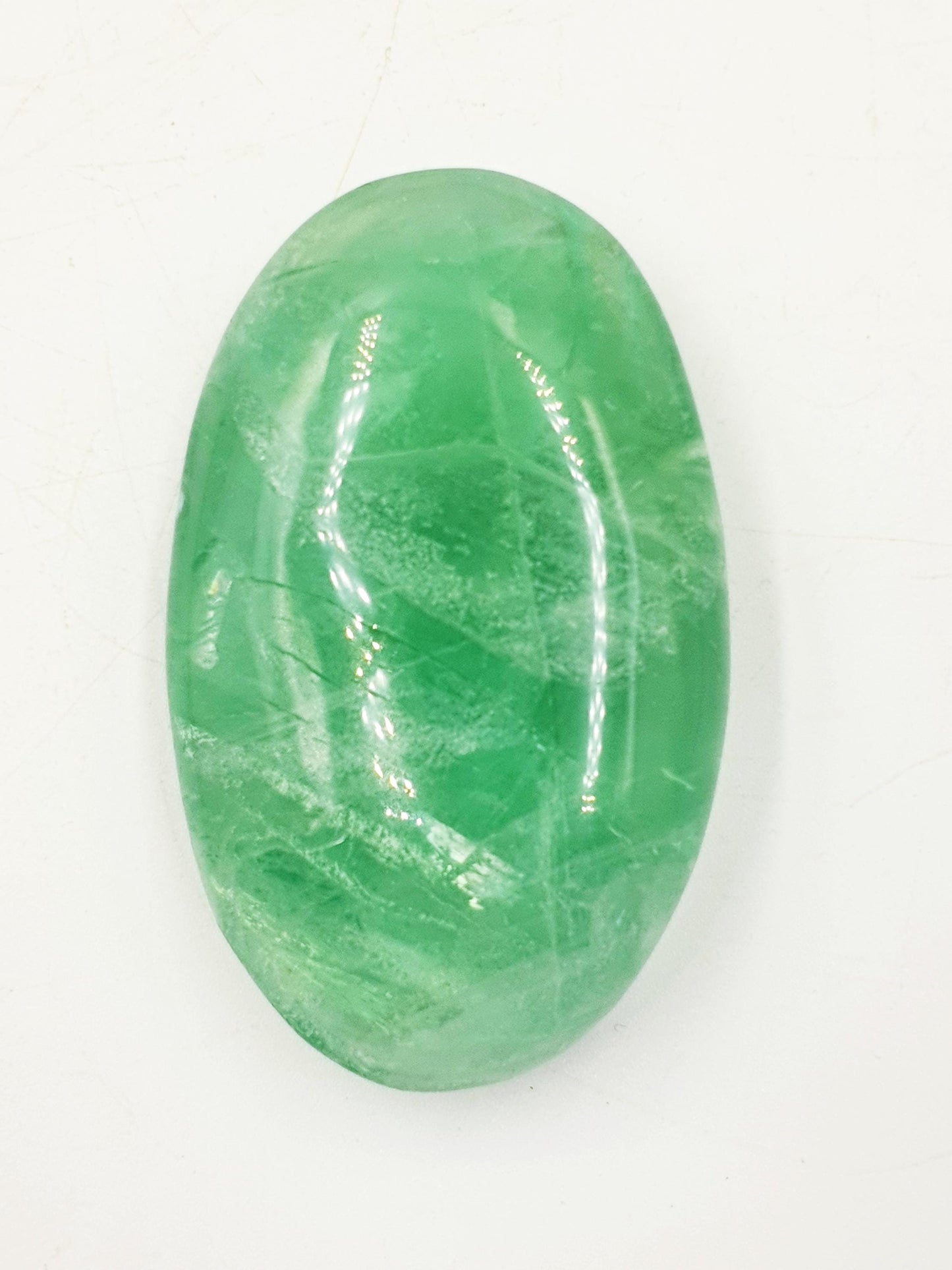 Large Beautiful Green Fluorite Palm with huge rainbows / Fluorite Palm / Fluorite Palmstone / Meditation Palm - 150g