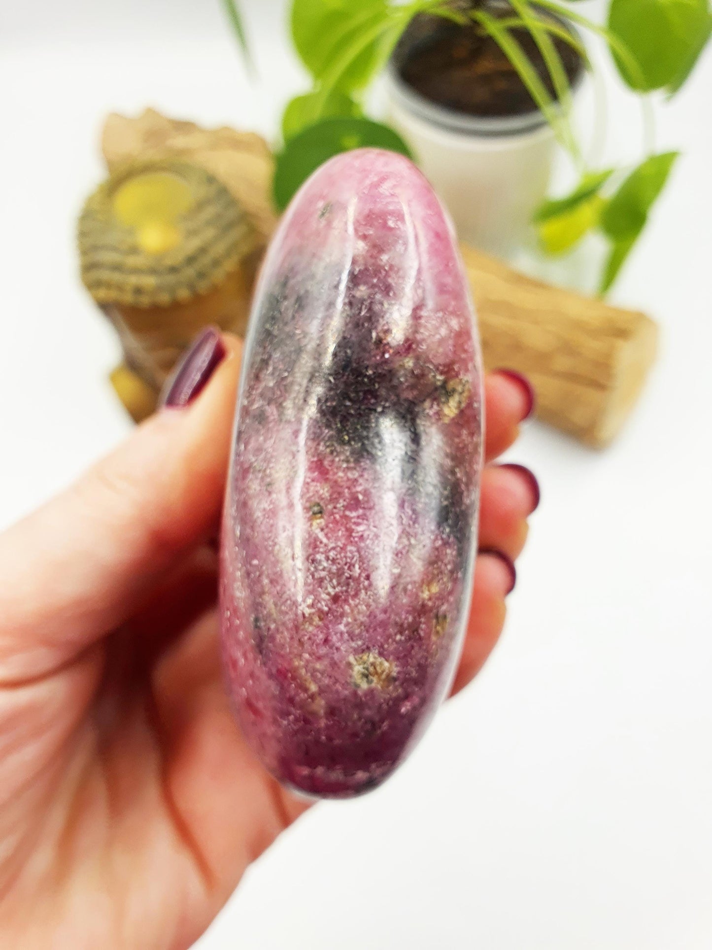 Large Rhodonite Puff Heart