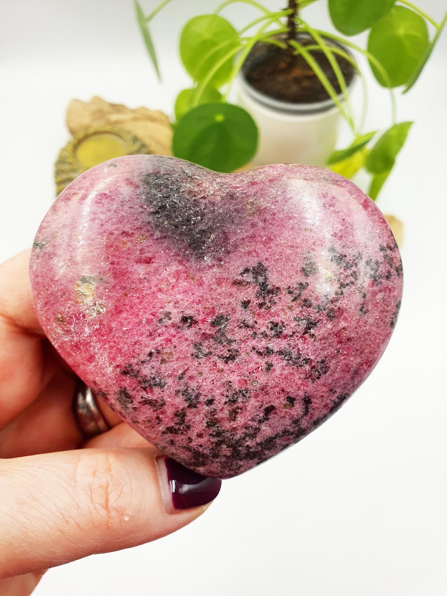 Large Rhodonite Puff Heart