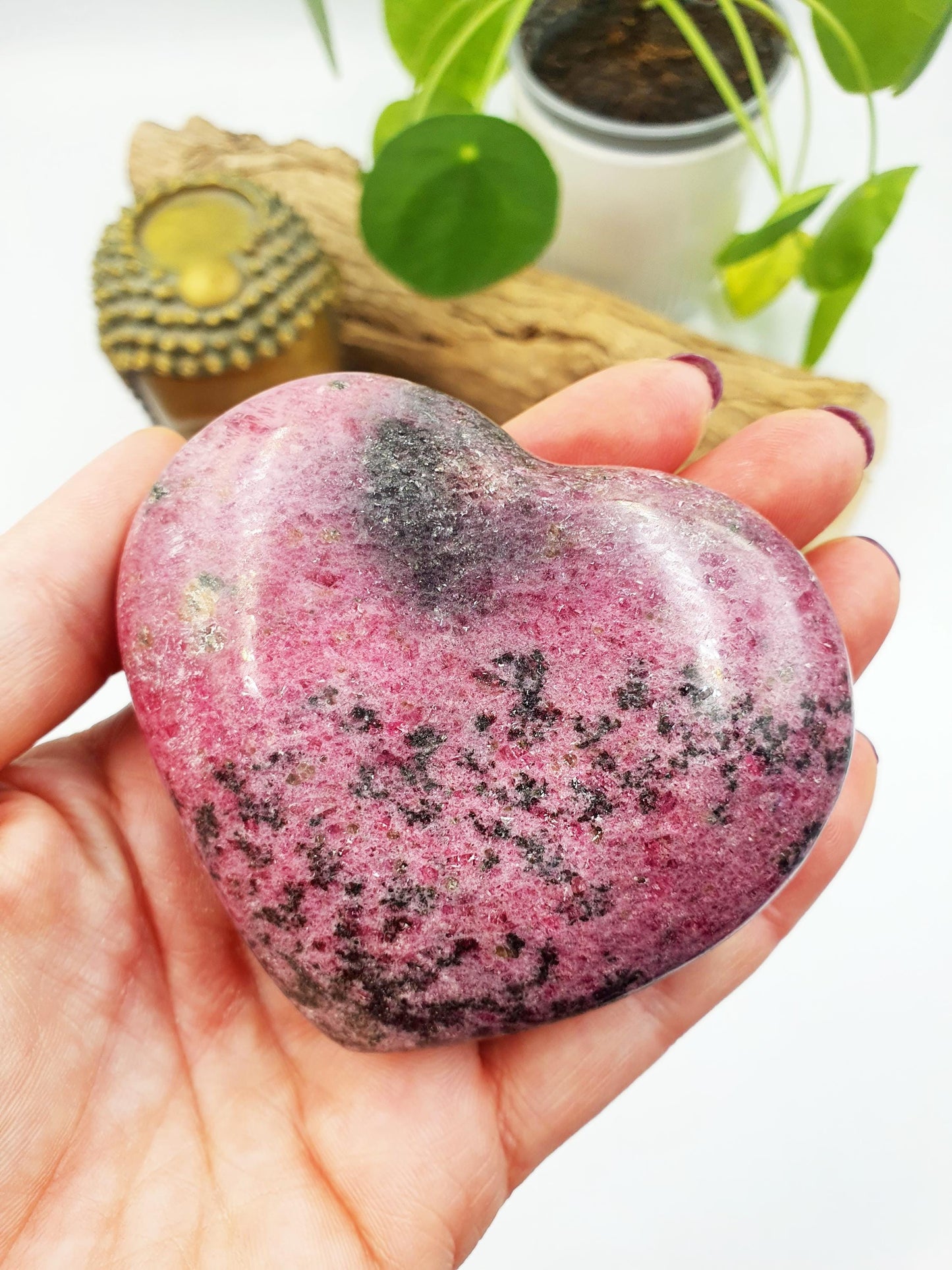 Large Rhodonite Puff Heart