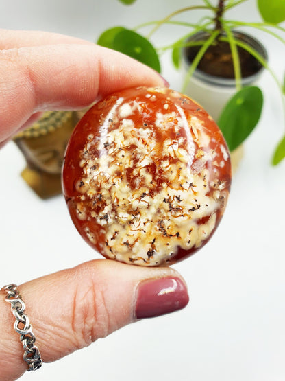 Beautiful Unique Carnelian Palm / Carnelian Palm Stone / Carnelian Pocket Stone / Meditation Palm / Reiki Crystal Palm - 95g