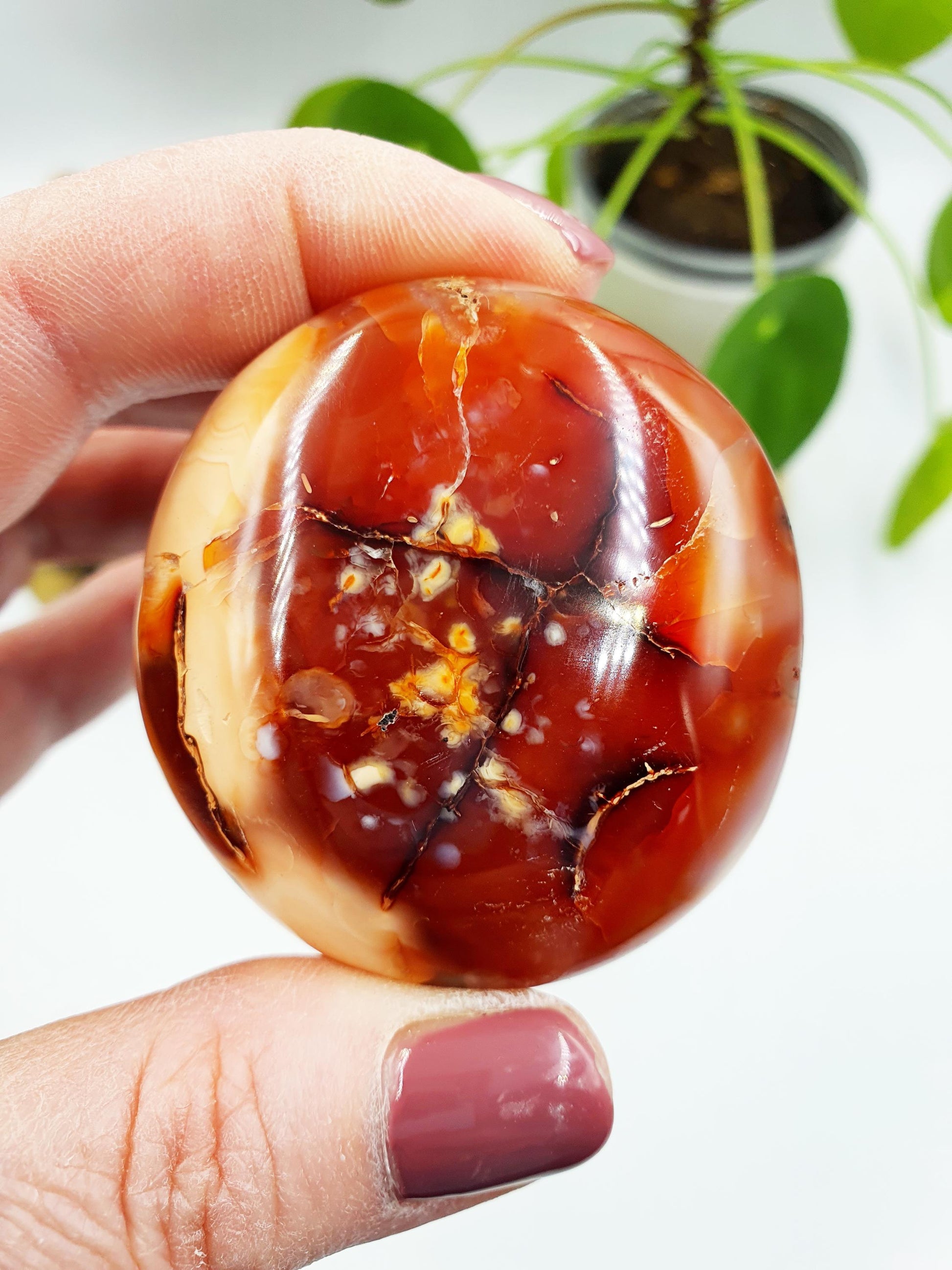 Beautiful Unique Carnelian Palm / Carnelian Palm Stone / Carnelian Pocket Stone / Meditation Palm / Reiki Crystal Palm - 95g