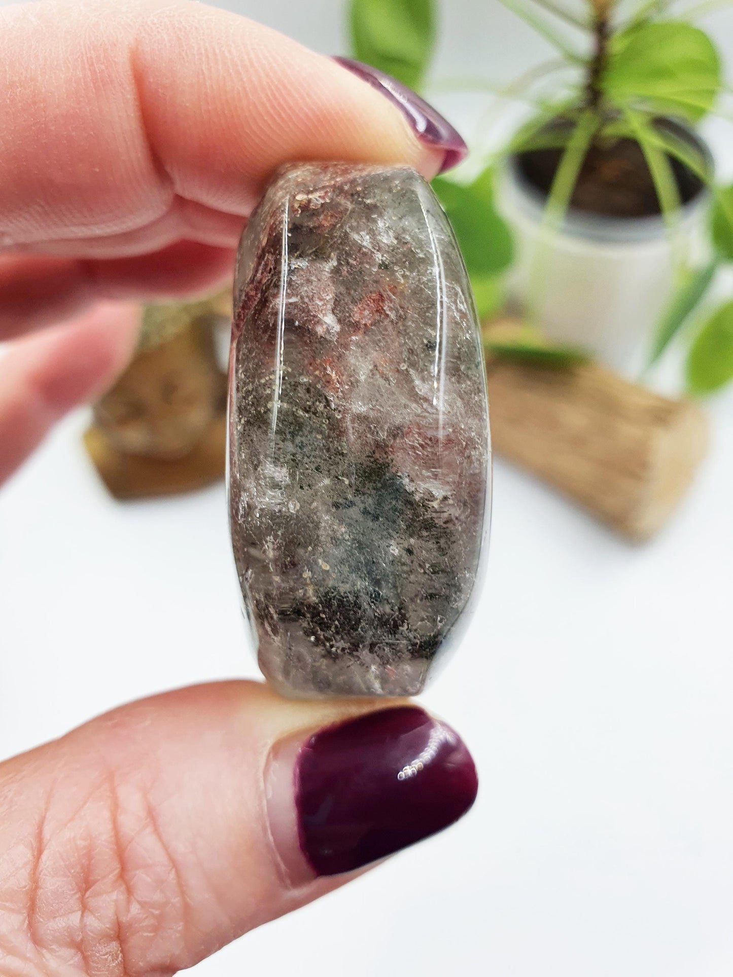 Garden Quartz Palm/Lodolite Quartz Palm / Garden Quartz Palm Stone / Reiki Crystal Palm / Meditation Palm - 50g