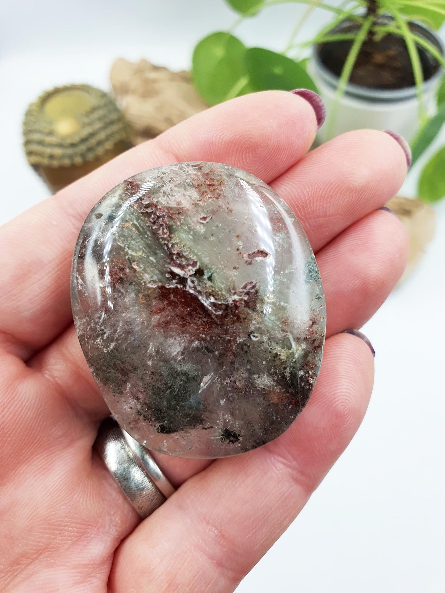 Garden Quartz Palm/Lodolite Quartz Palm / Garden Quartz Palm Stone / Reiki Crystal Palm / Meditation Palm - 50g