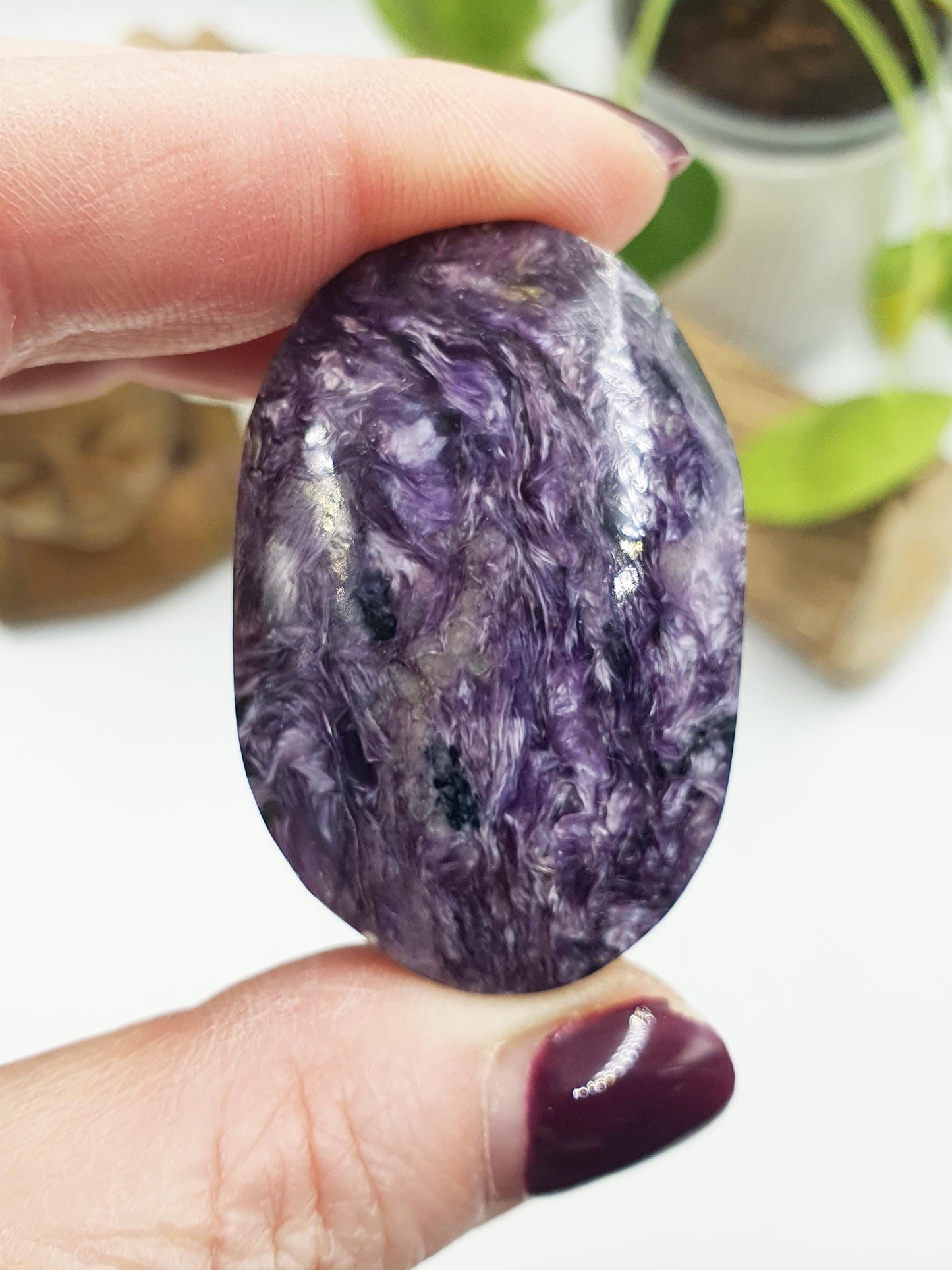 Gorgeous Little Charoite Palm / Charoite Palm Stone / Meditation Palm / Pocket Crystal / Collectors Palm - 40g