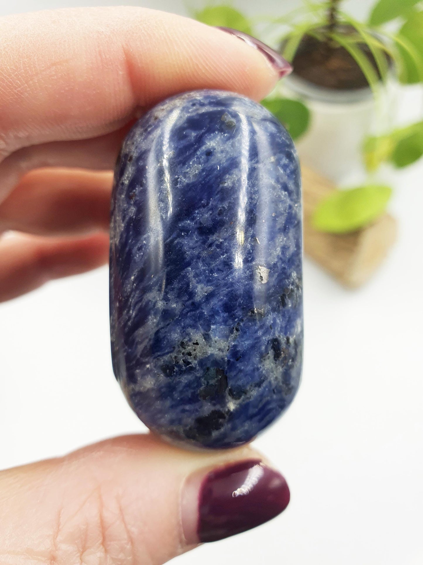 Beautiful Chunky Sodalite Palm / Sodalite Palm Stone / Pocket Crystal / Meditation Palm / Reiki Crystal Palm - 90g