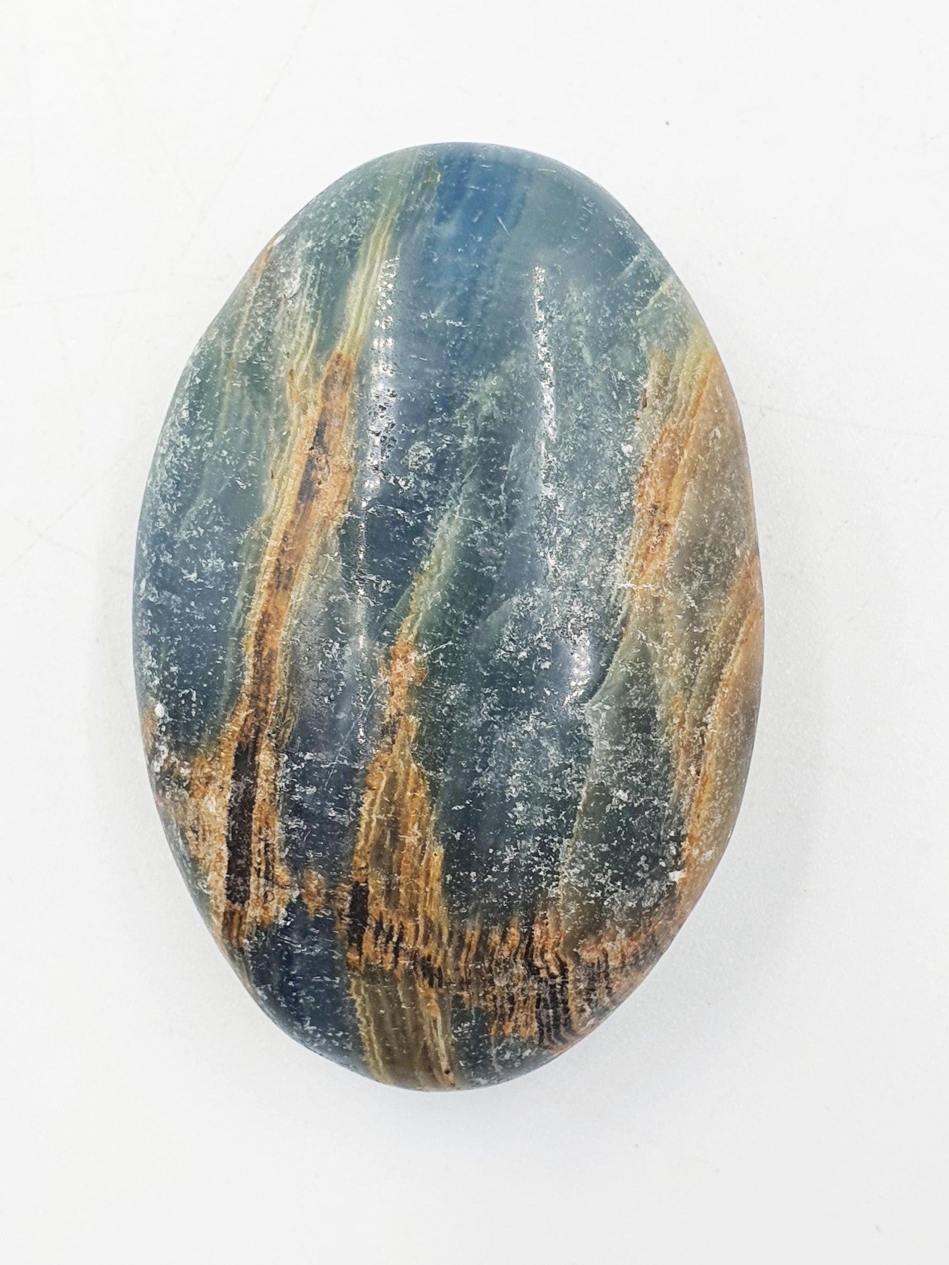 Beautiful Blue Onyx Palm / Blue Onyx Palm Stone / Pocket Stone / Meditation Palm / Reiki Crystal Palm - 85g